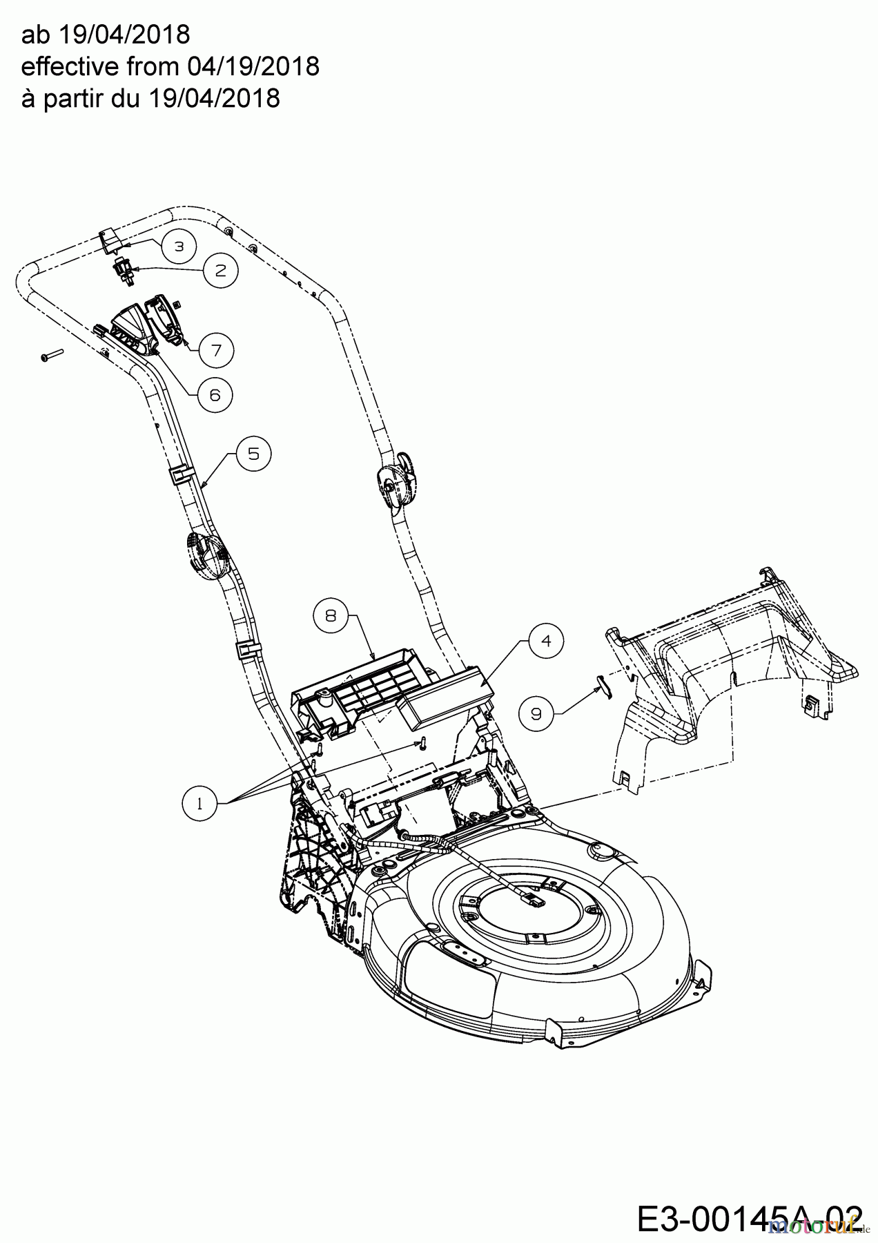 Cub Cadet Motormäher mit Antrieb LM2 DR46ES 12BCTQS7603 (2018) Batterie, Kabelbaum ab 19/04/2018