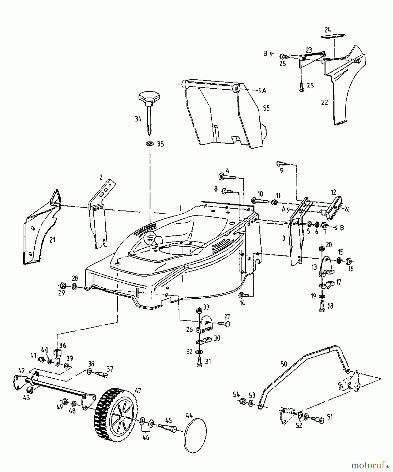 Gutbrod Motormäher mit Antrieb HB 48 REL 12AET58U604 (1998) Räder, Schnitthöhenverstellung