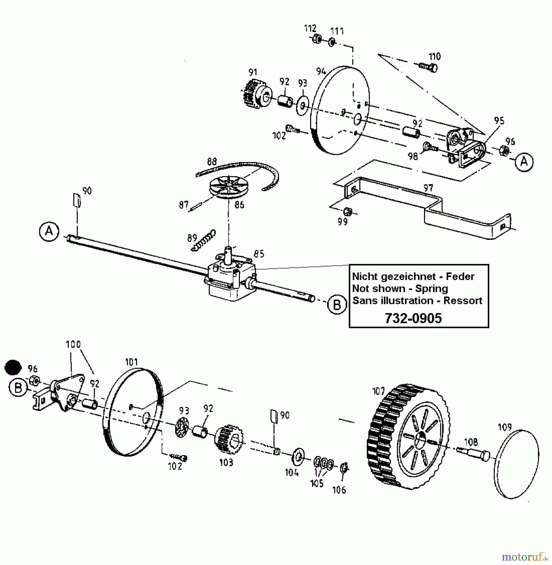 Gutbrod Motormäher mit Antrieb HB 48 REL 12AET58U604 (1998) Getriebe, Räder
