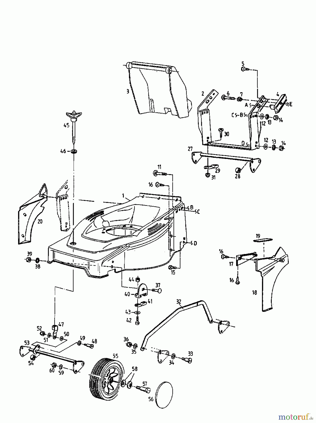  Gutbrod Motormäher HB 42 L 11A-L56Z604  (1998) Räder vorne, Schnitthöhenverstellung