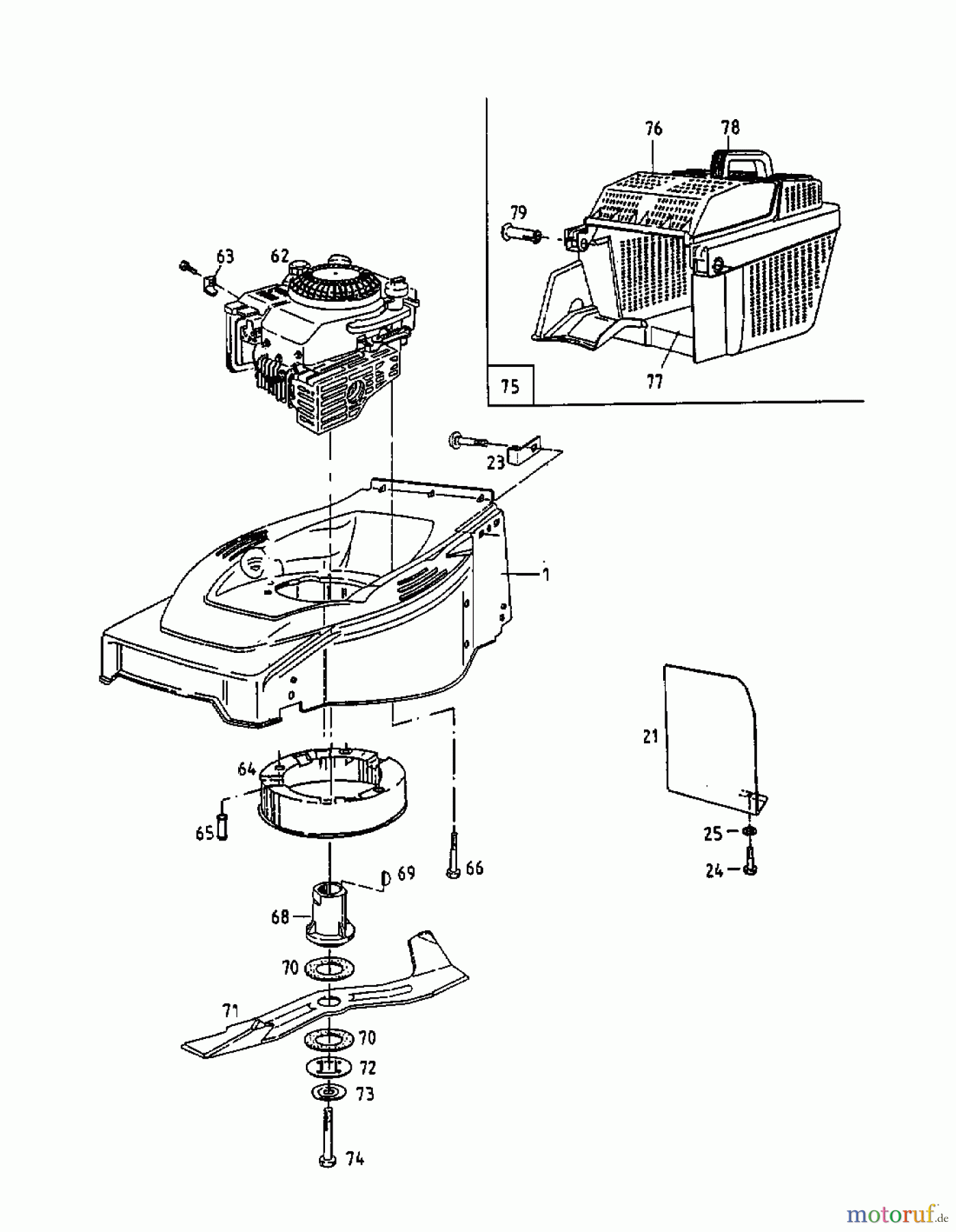  Gutbrod Motormäher HB 42 L 11A-L56Z604  (1998) Grasfangkorb, Messer, Motor