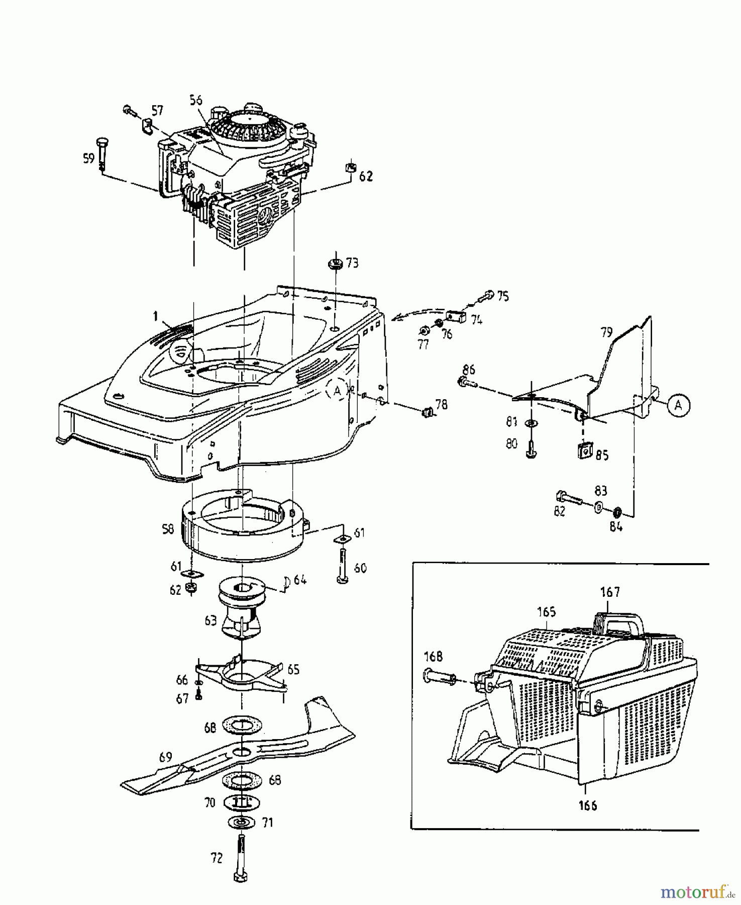 Gutbrod Motormäher mit Antrieb HB 42 RL 12A-L56Z604 (1998) Grasfangkorb, Messer, Motor