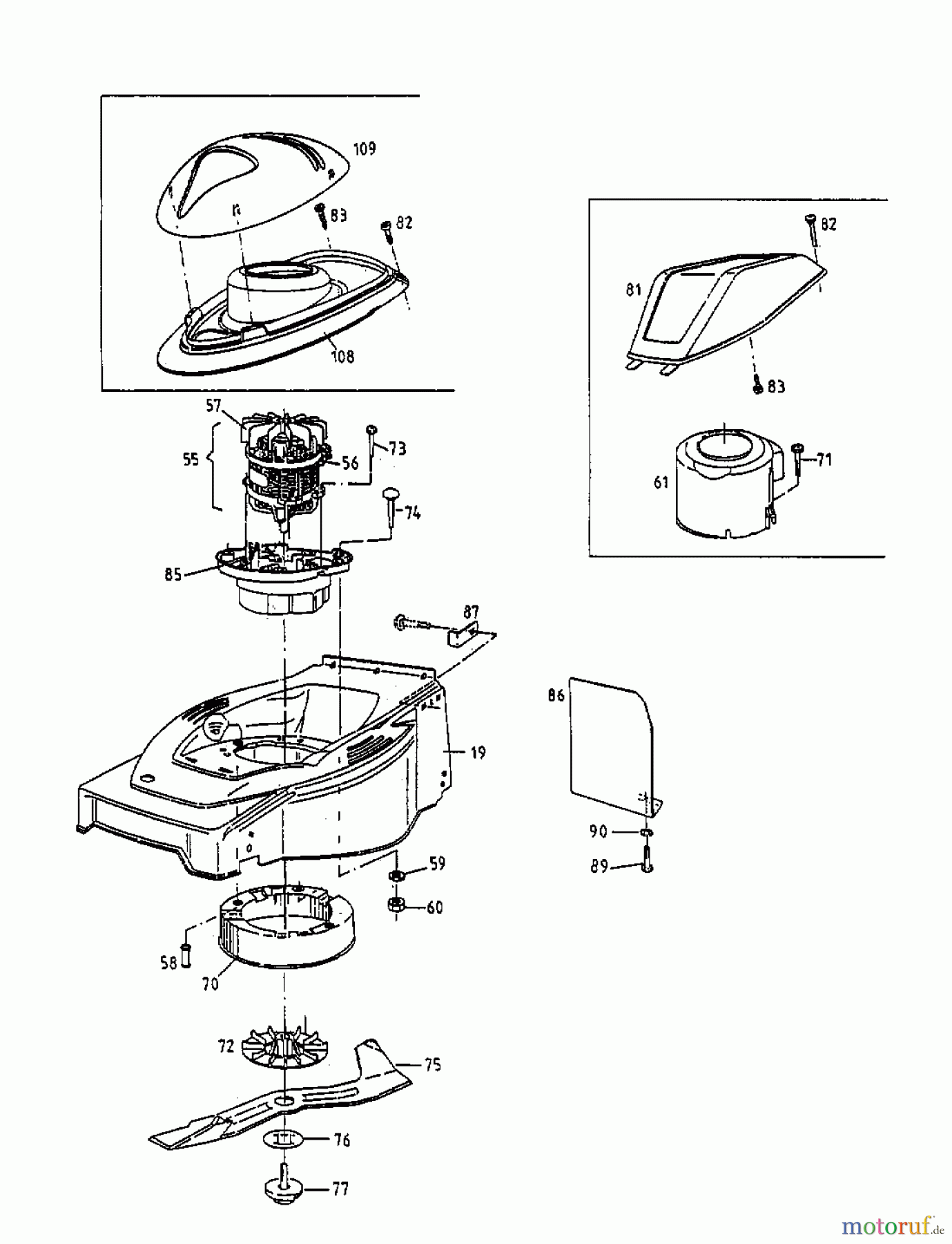 Yard-Man Elektromäher YM 1518 18A-T5G-643 (1998) Elektromotor, Messer