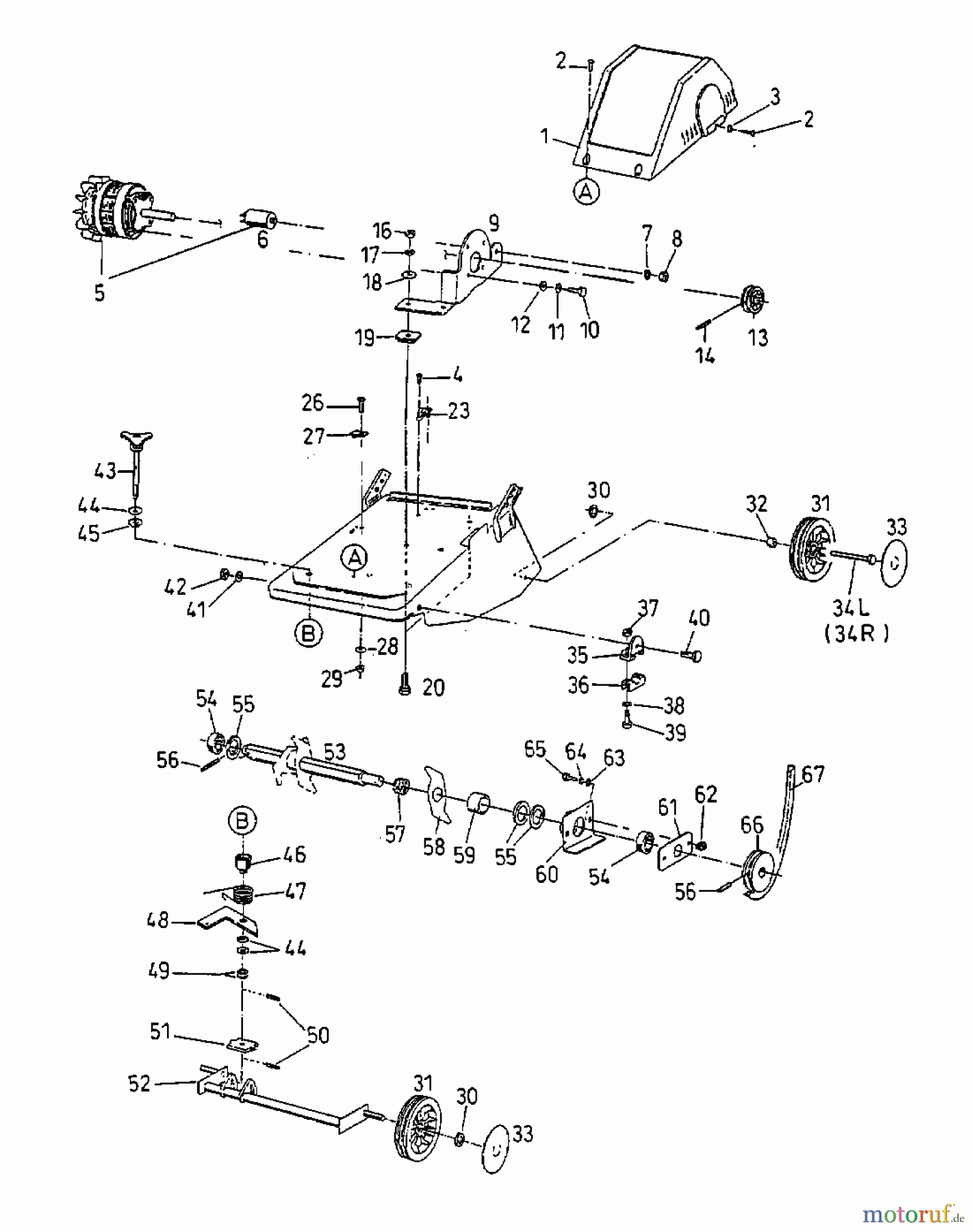 Gutbrod Elektrovertikutierer VE 38 16AEG0G-604 (1998) Elektromotor, Messerwalze, Räder