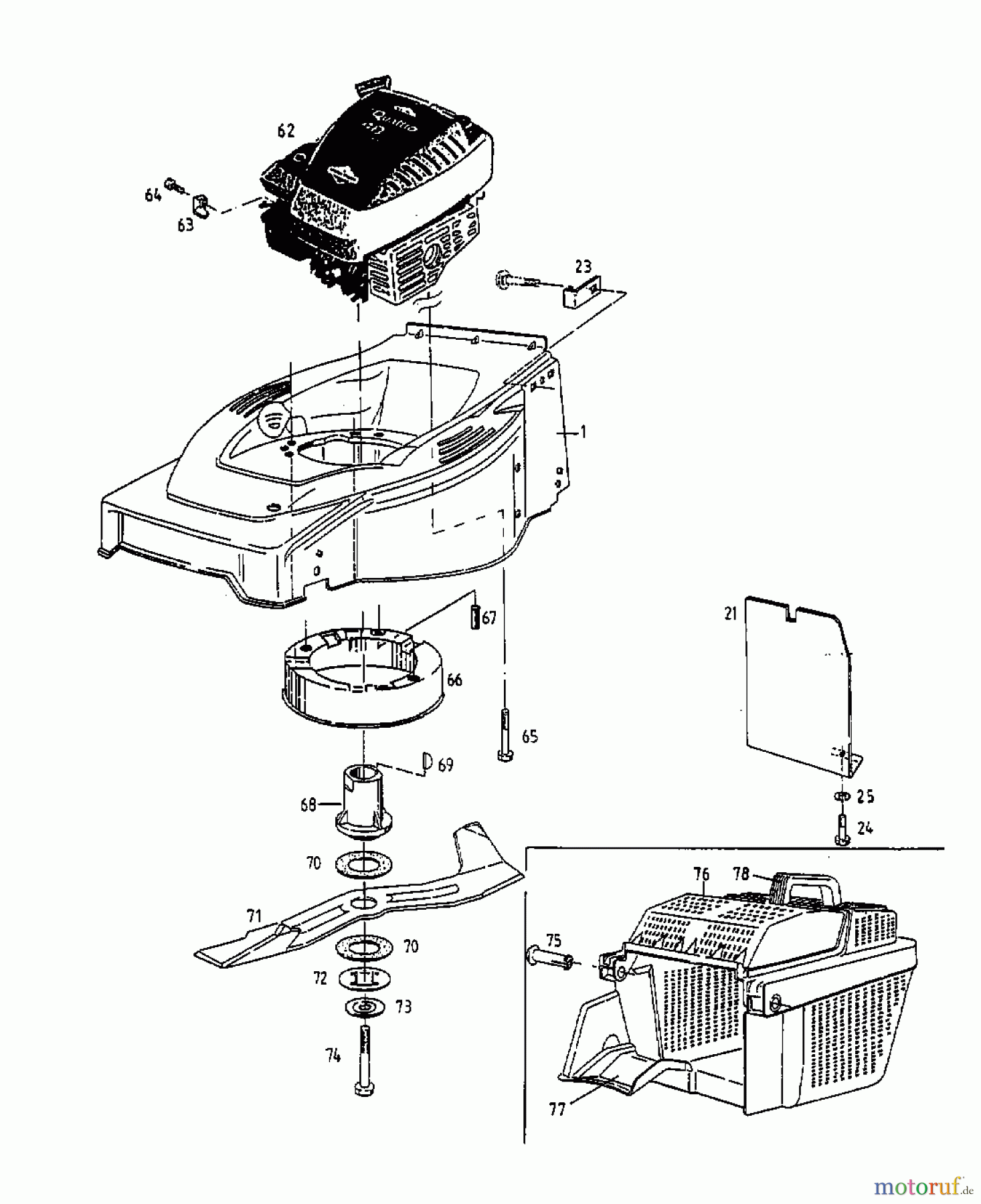  MTD Motormäher GE 46 11A-T34Z678  (1998) Grasfangkorb, Messer, Motor