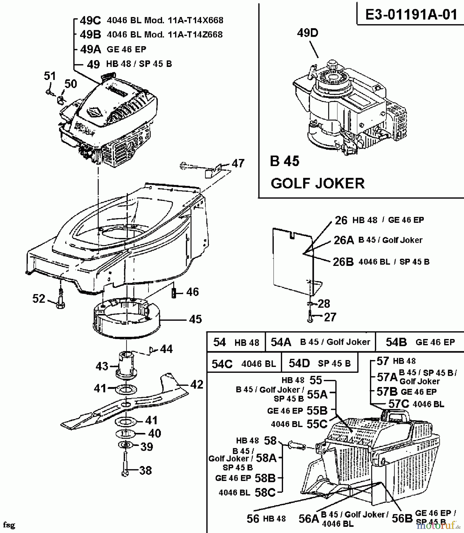 Gutbrod Motormäher HB 48 11A-T14Z604 (1998) Grasfangkorb, Messer, Motor
