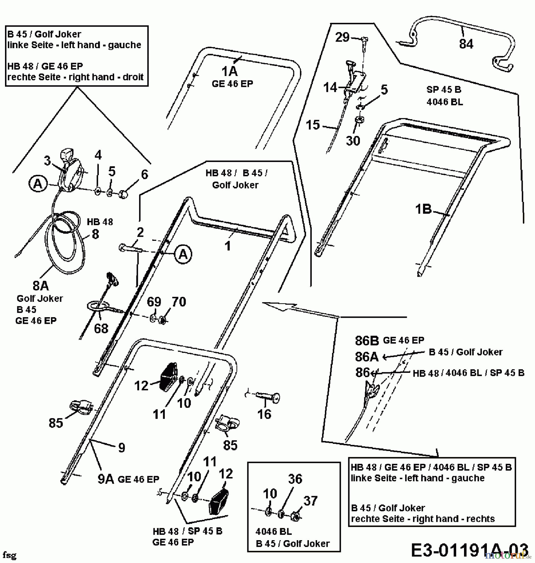 Floraself Motormäher 4046 BL 11A-T14Z668 (1998) Holm