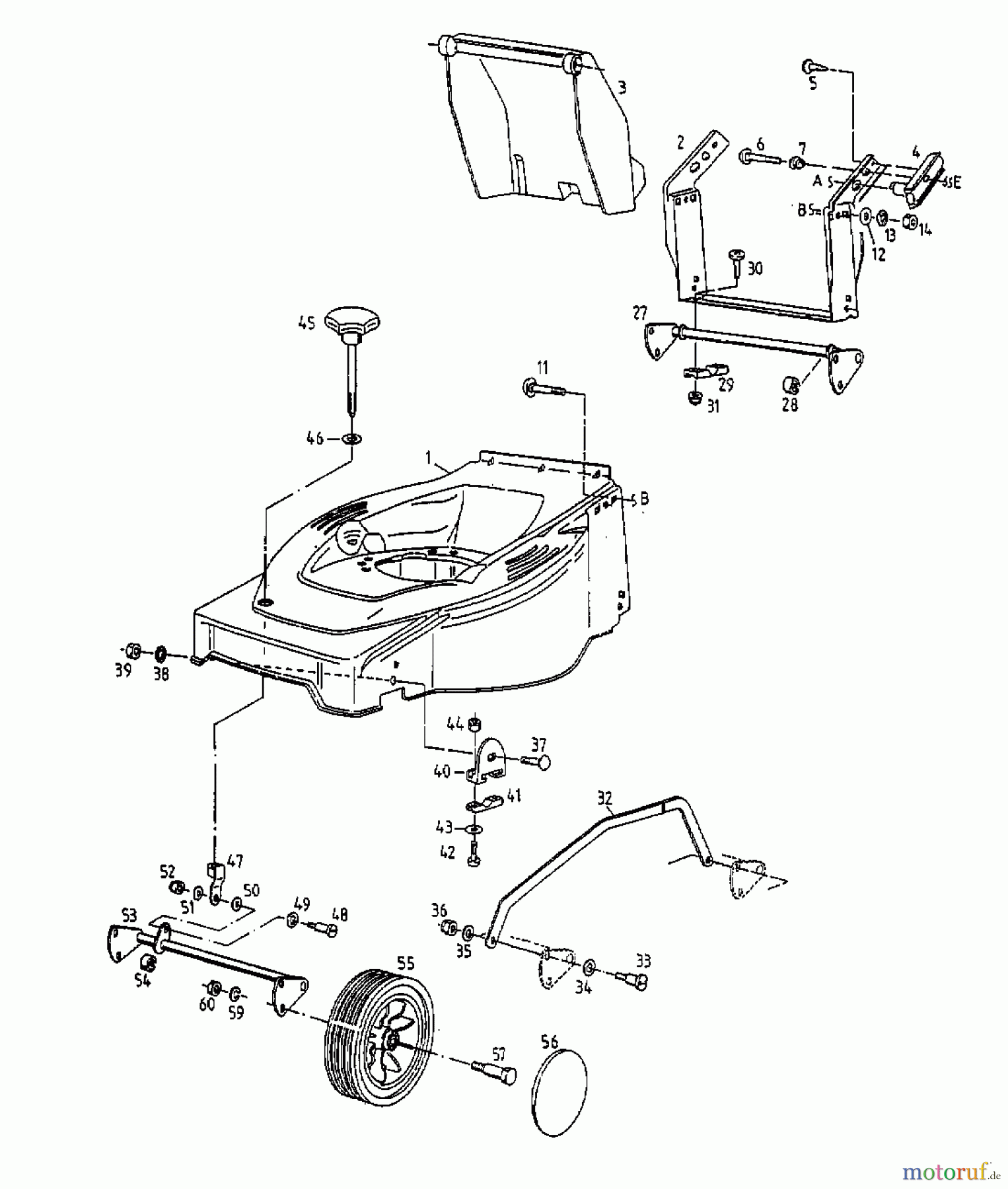 Golf Motormäher FIRE 11A-T55Z648 (1998) Räder, Schnitthöhenverstellung