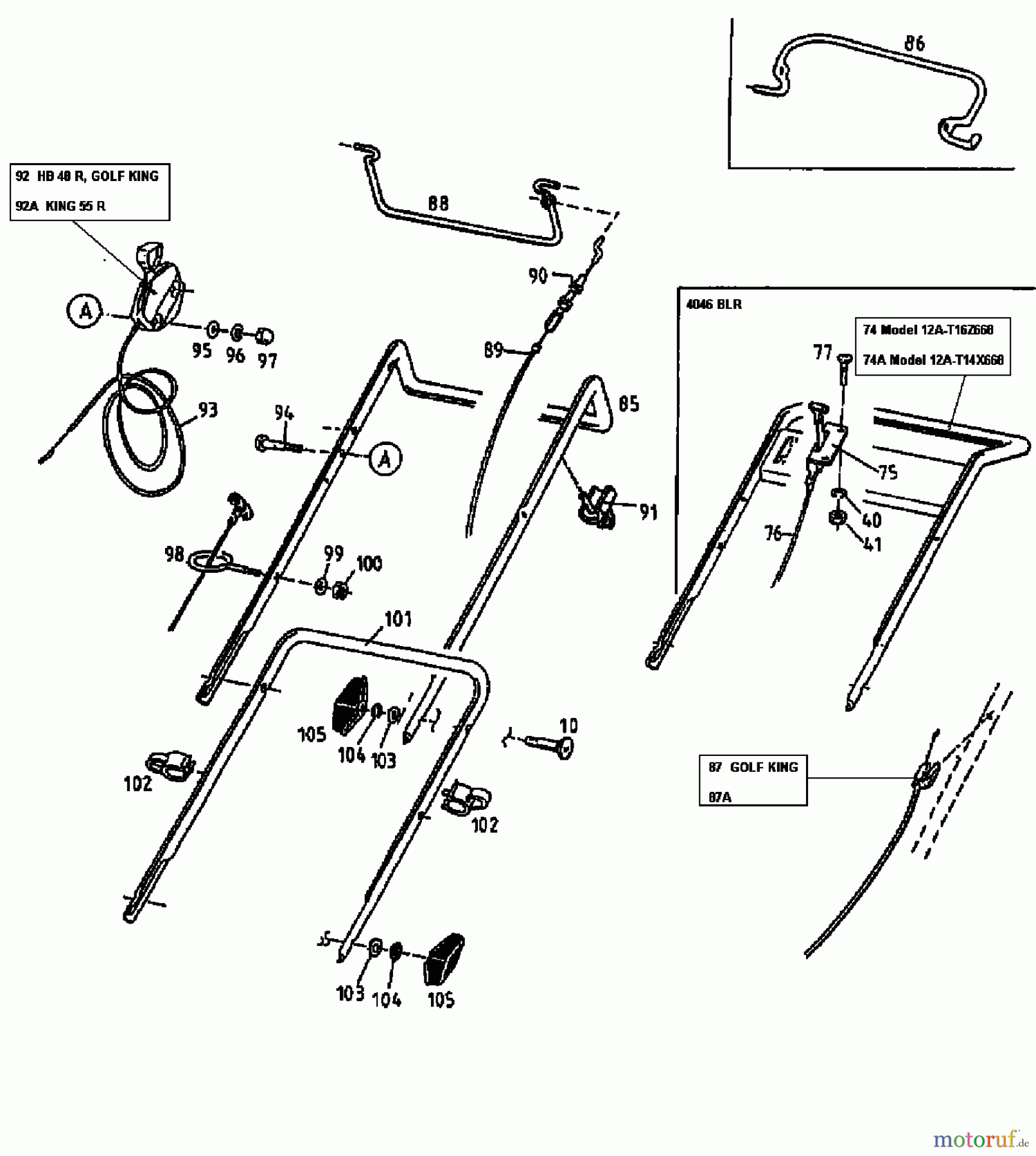Floraself Motormäher mit Antrieb 4046 BLR 12A-T14X668  (1998) Holm