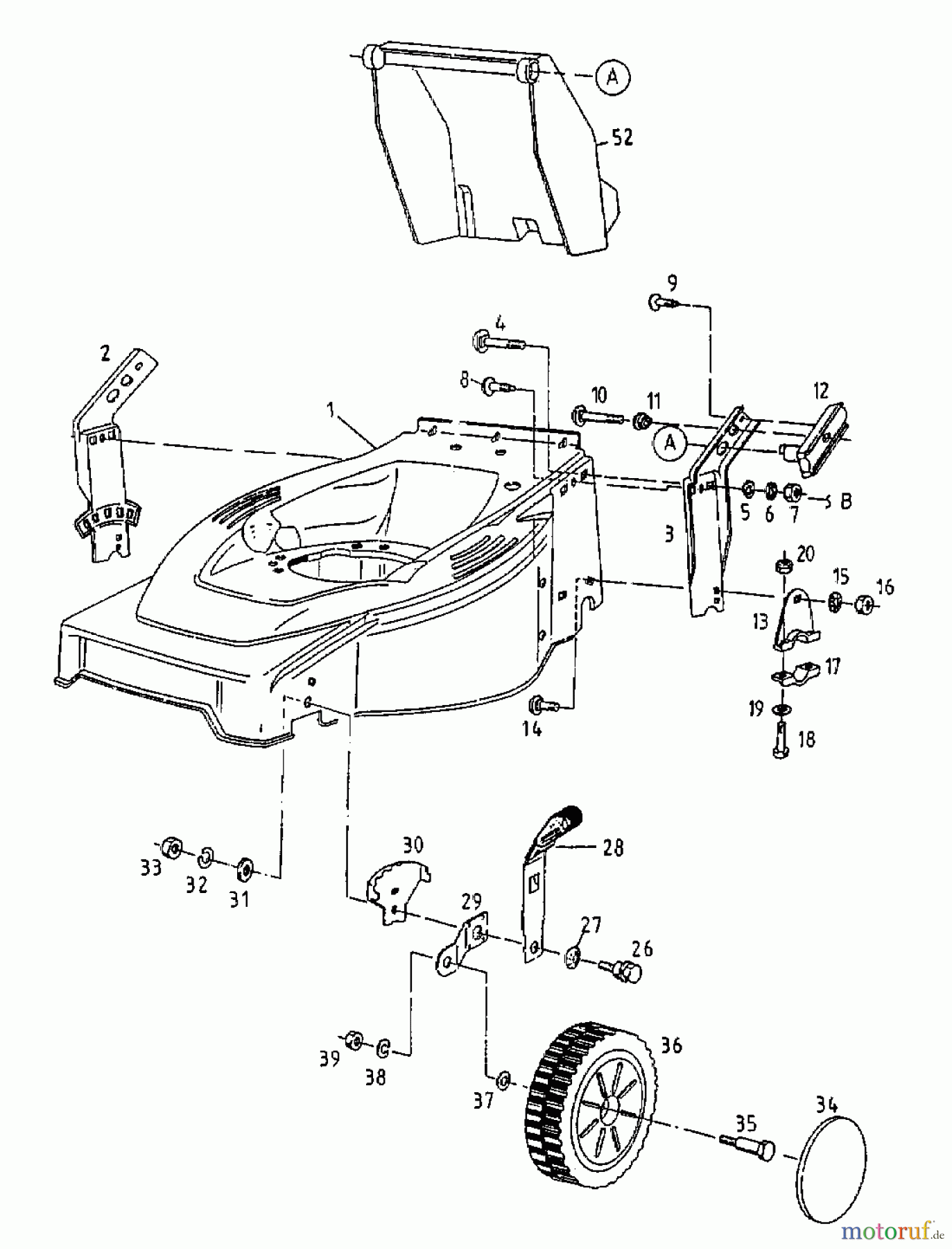 Gutbrod Motormäher mit Antrieb HB 48 RE 12AET12Y604 (1998) Räder vorne, Schnitthöhenverstellung