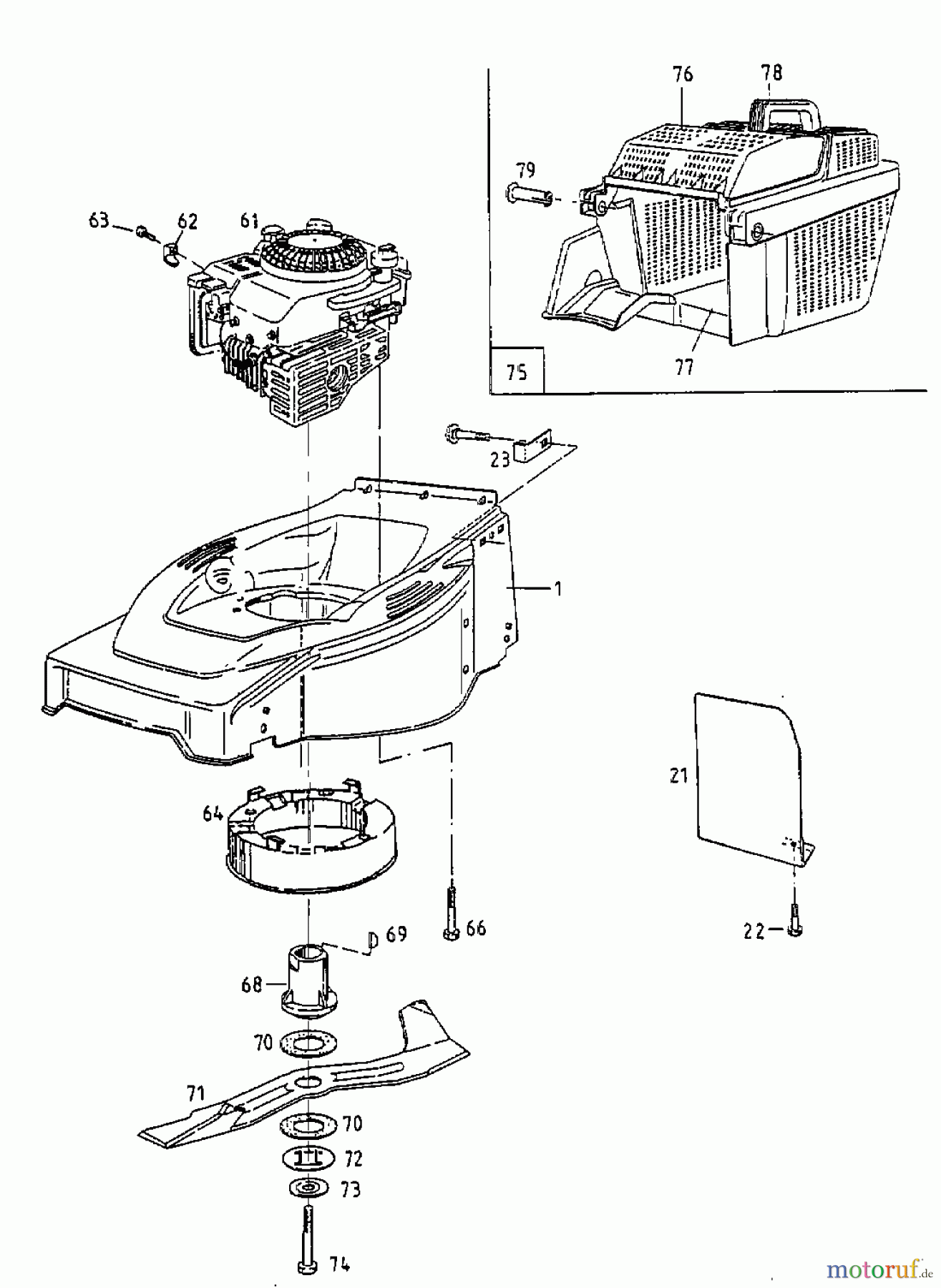  Gutbrod Motormäher HB 42 L 11B-L56Z604  (1999) Grasfangkorb, Messer, Motor