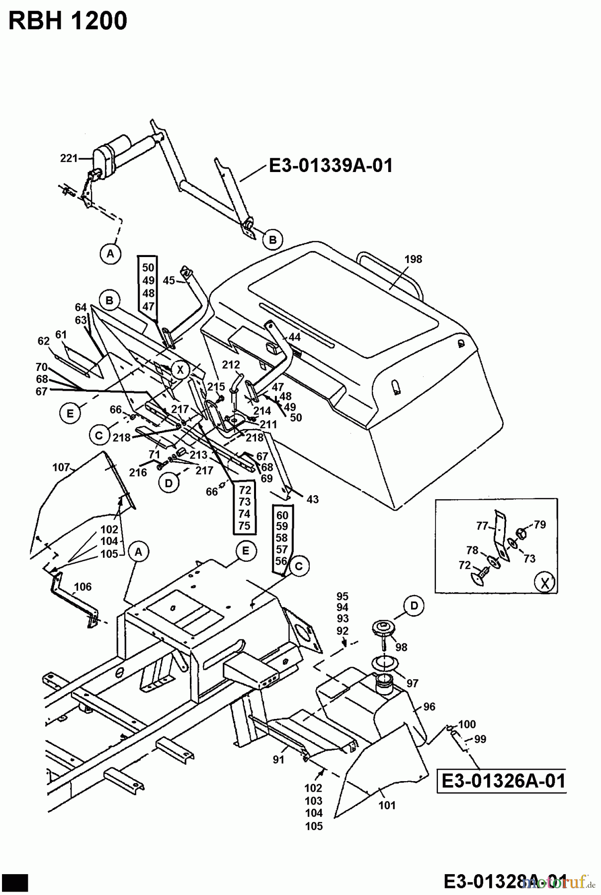  Cub Cadet Rasentraktoren RBH 1200 13A-120M603  (2000) Aushebung Fangkorb