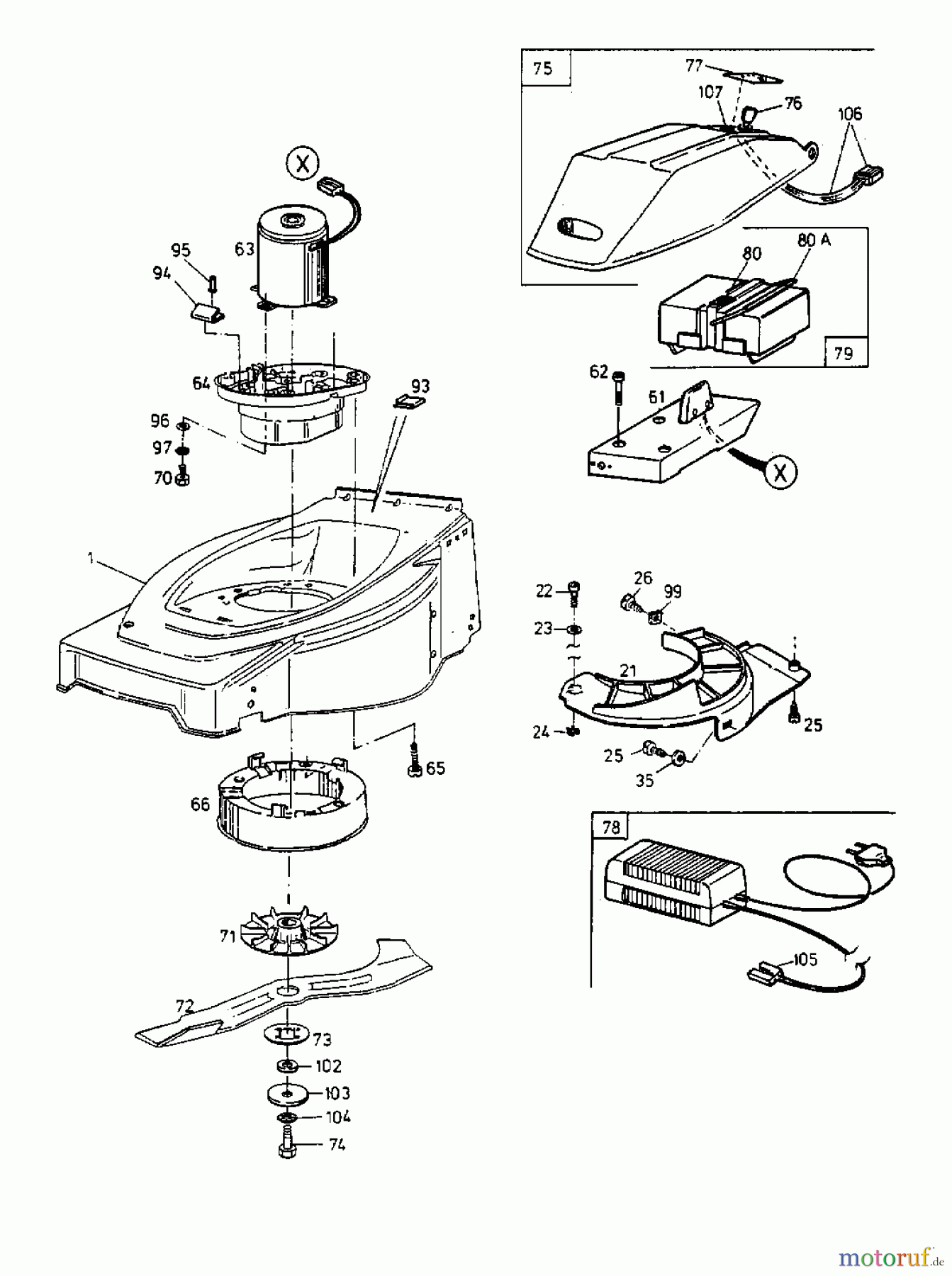  Gutbrod Akkumäher HA 42 L 18BBL5P-604  (1999) Elektroteile, Messer