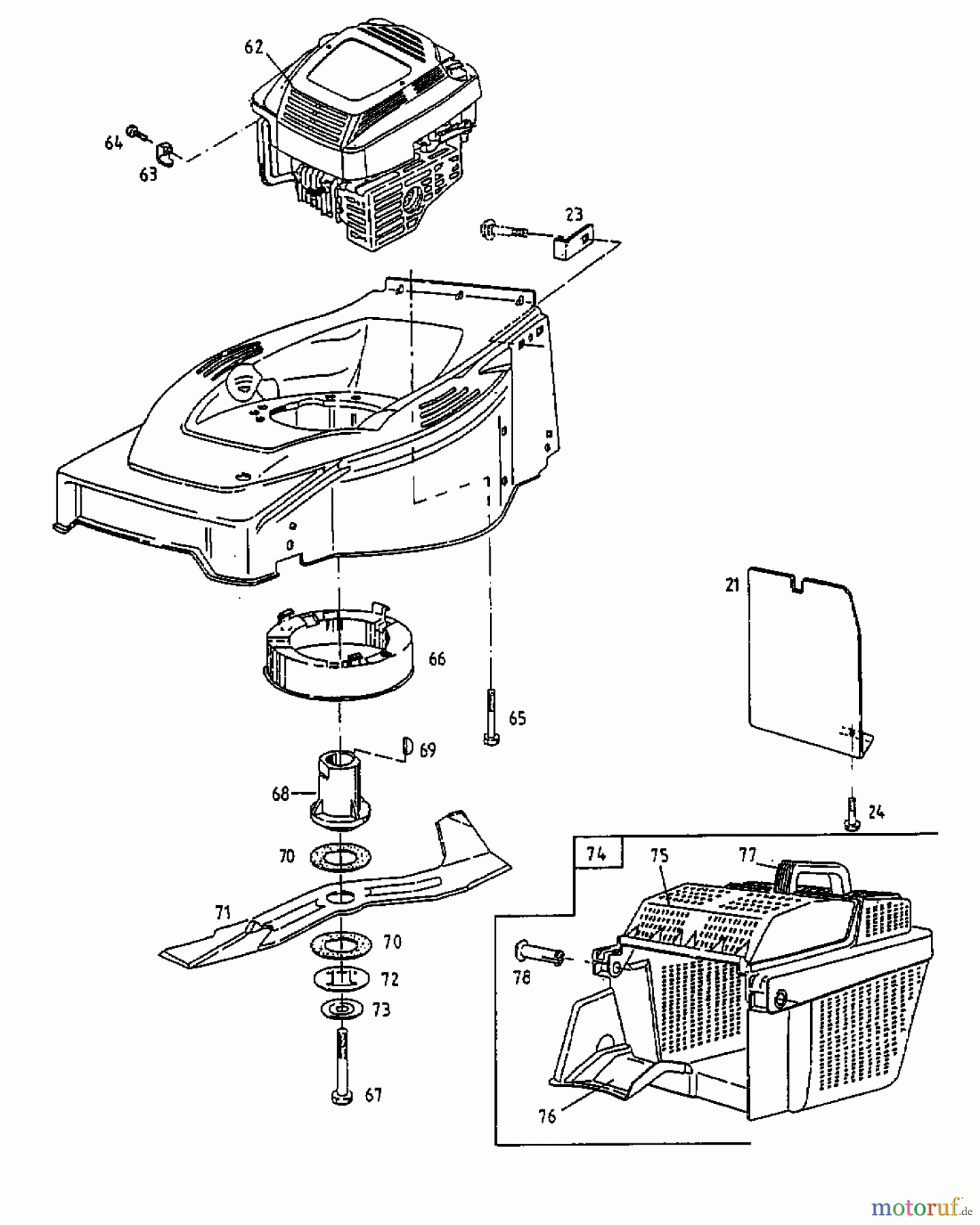  MTD Motormäher GE 45 C 11B-T38V678  (1999) Grasfangkorb, Messer, Motor