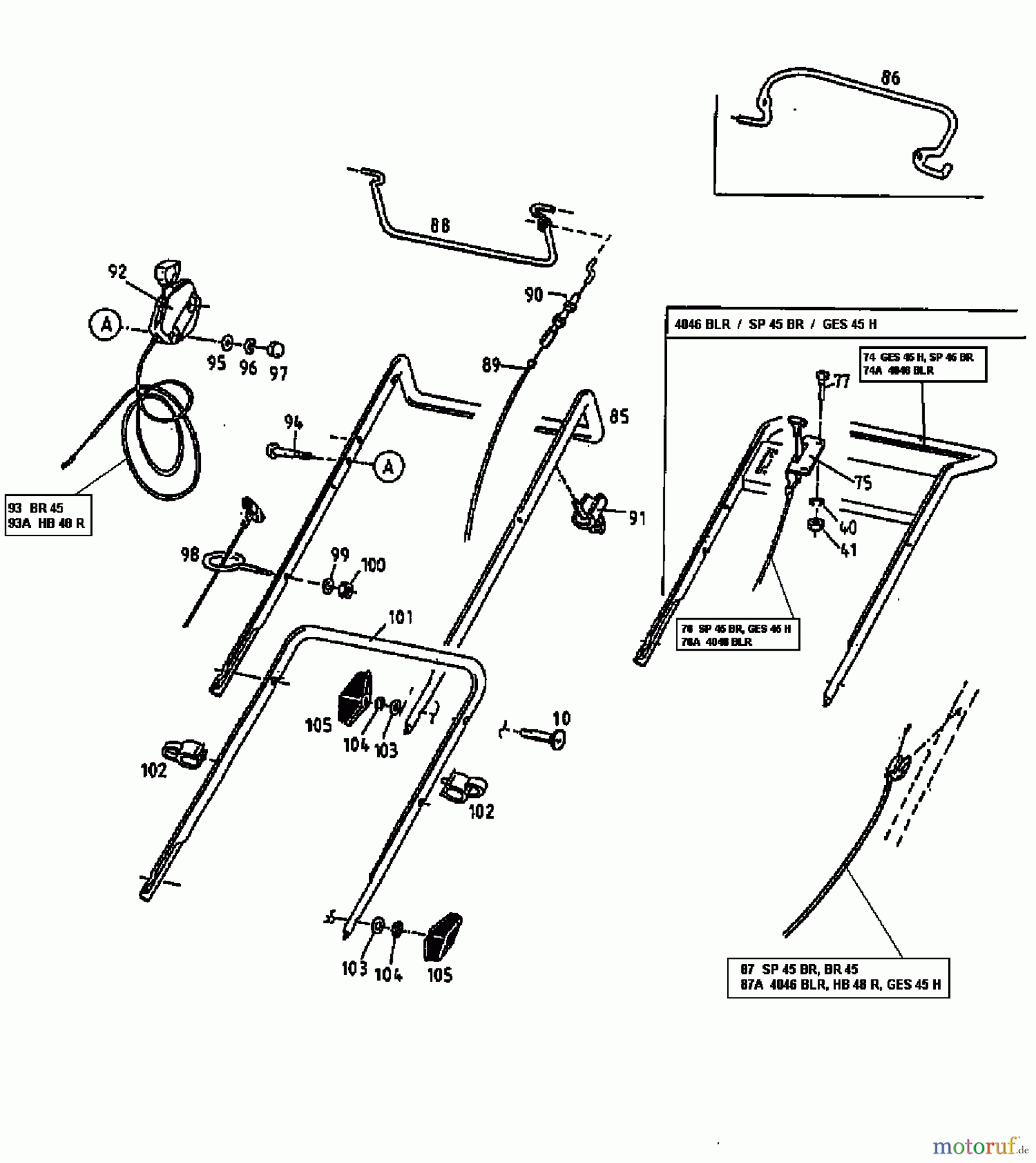 Floraself Motormäher mit Antrieb 4046 BLR 12B-T14X668  (1999) Holm