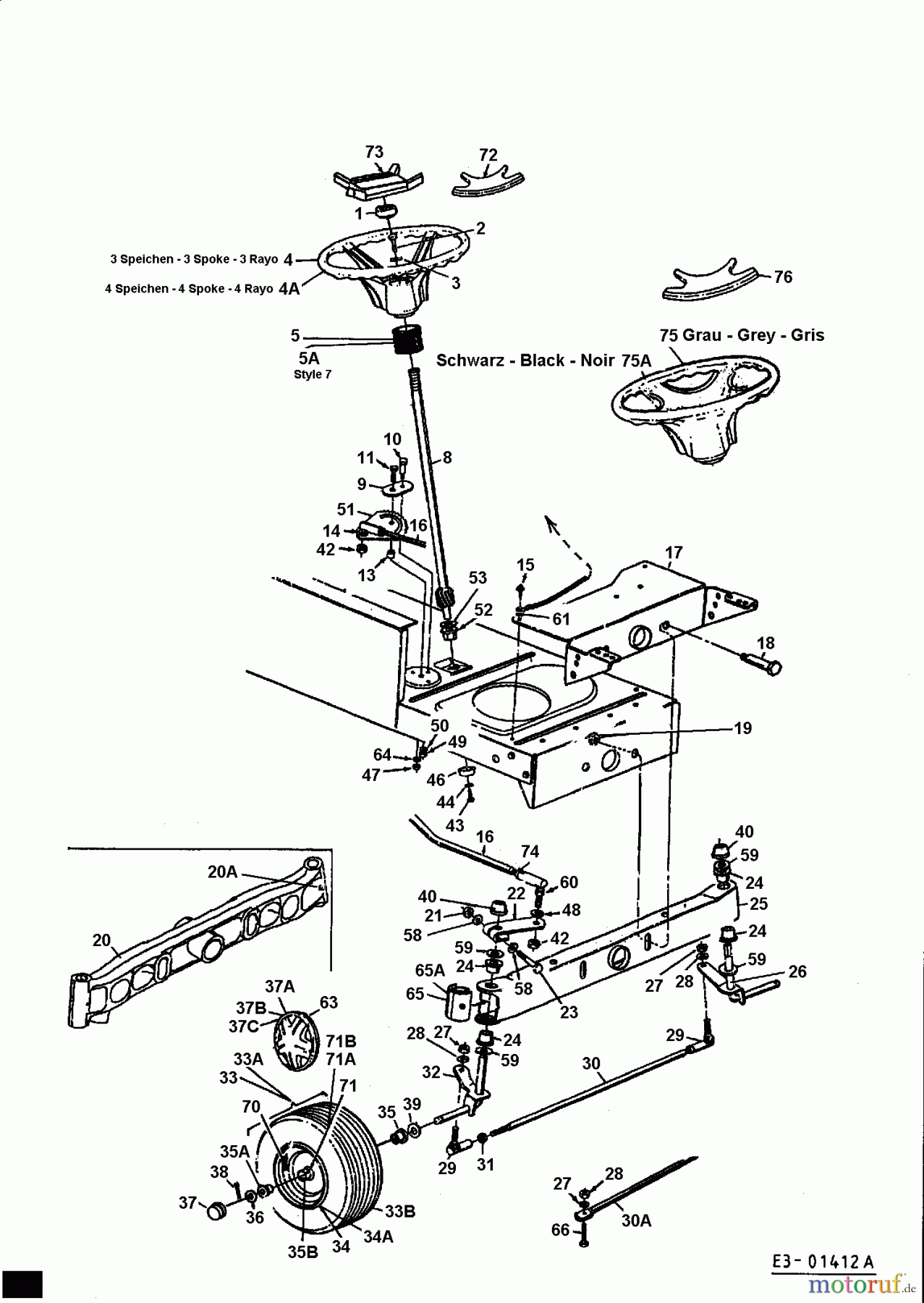 Harry Rasentraktoren 131 B 13 13DA763N662 (2000) Lenkung, Räder vorne, Vorderachse