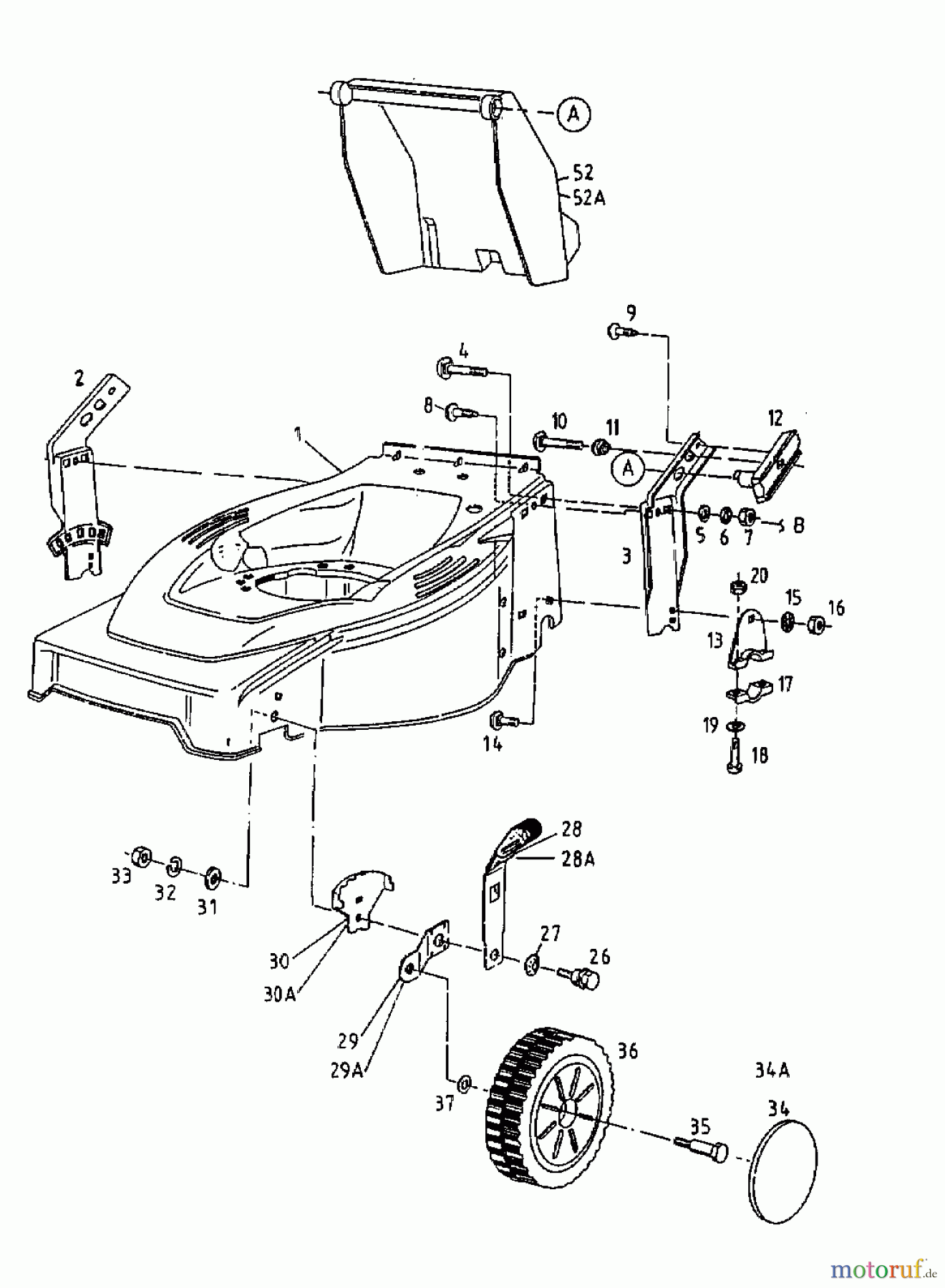 Floraself Motormäher mit Antrieb 4046 BLRE 12BET12Y668  (2000) Vorderachse