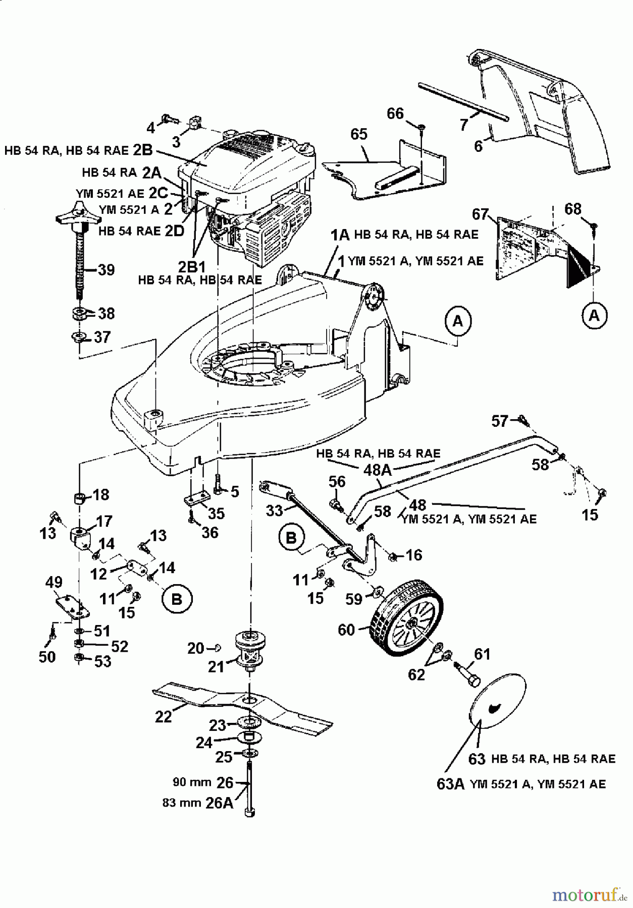 Yard-Man Motormäher mit Antrieb YM 5521 A 12A-Q38X643 (2000) Grundgerät