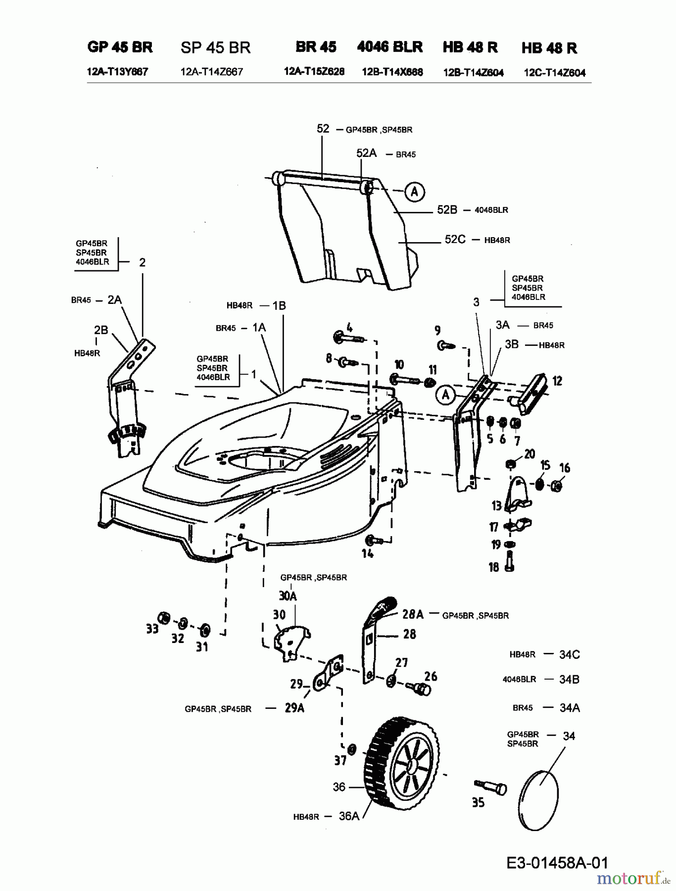  Floraself Motormäher mit Antrieb 4046 BLR 12B-T14X668  (2000) Höhenverstellung, Räder