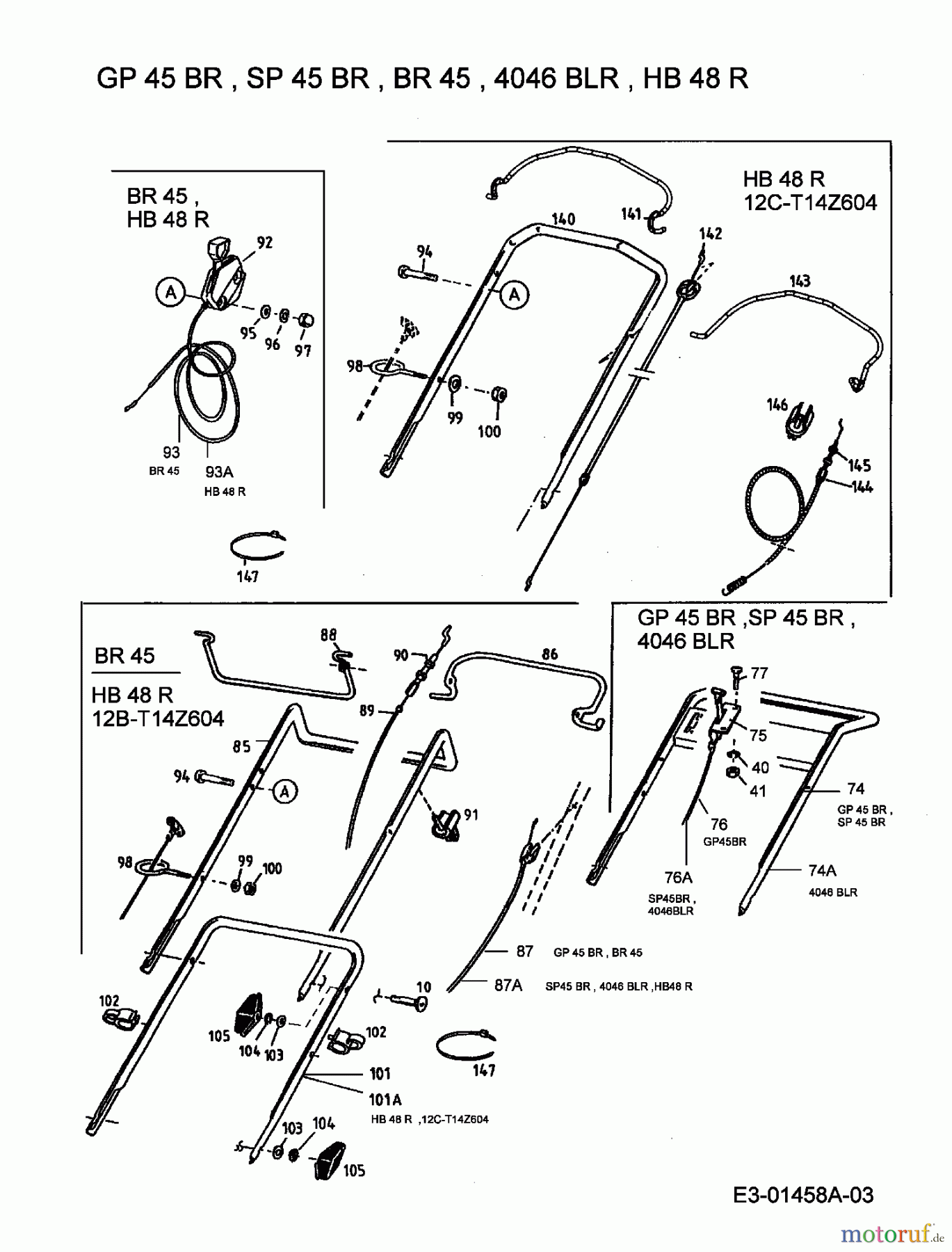  Floraself Motormäher mit Antrieb 4046 BLR 12B-T14X668  (2000) Holm