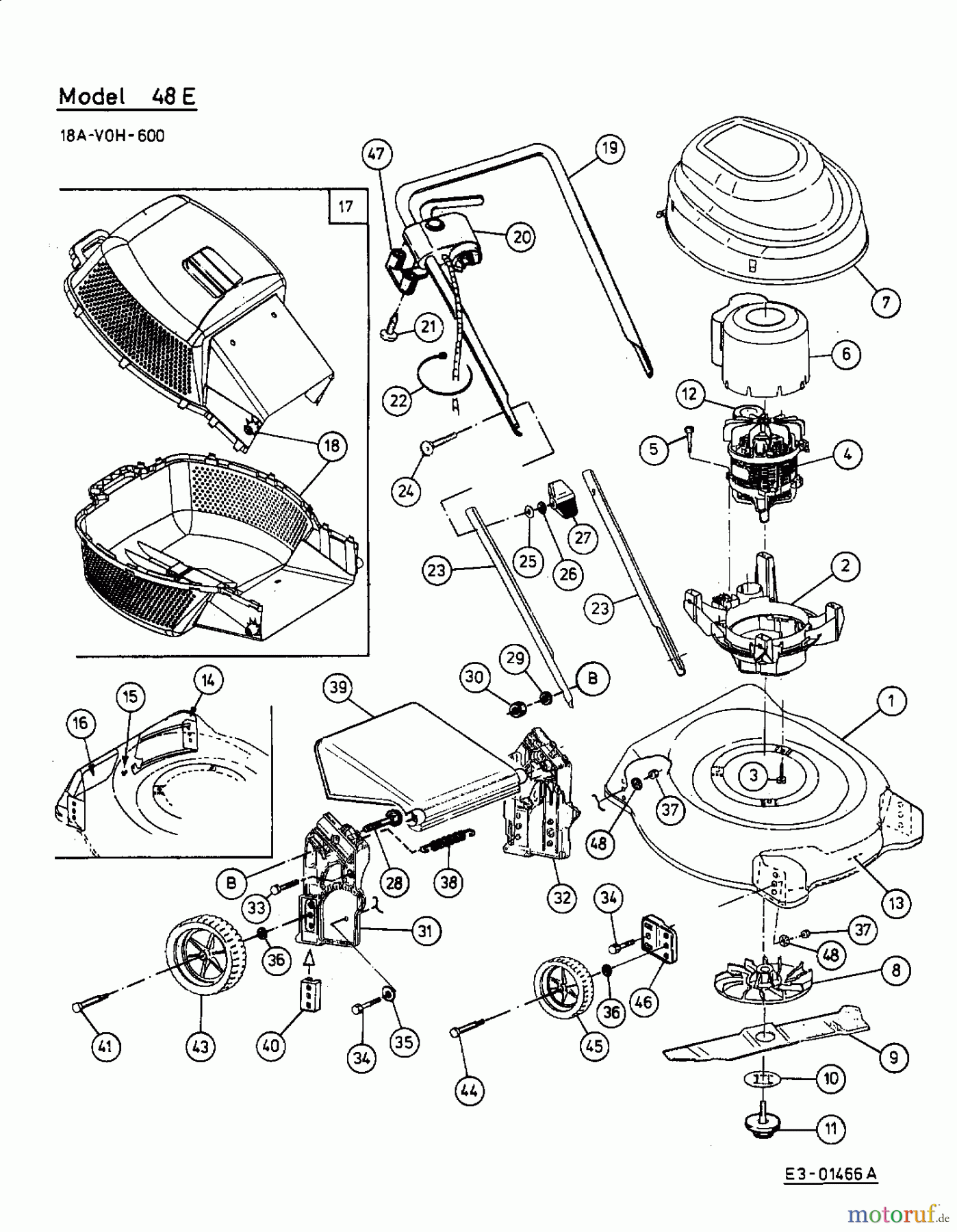  MTD Elektromäher 48 E 18A-V0H-600  (2001) Grundgerät