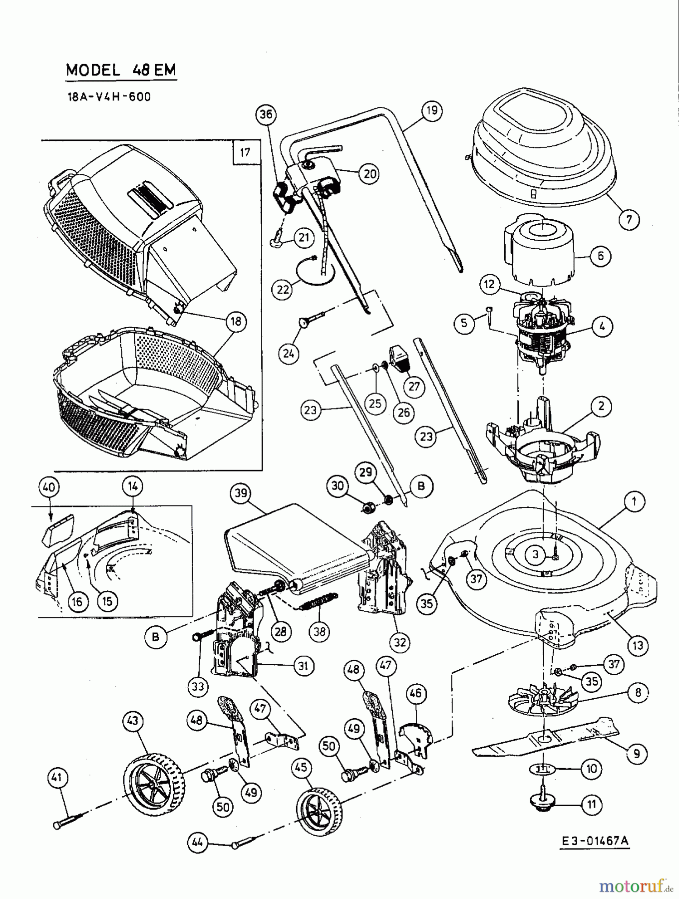 MTD Elektromäher 48 EM 18A-V4H-600 (2001) Grundgerät