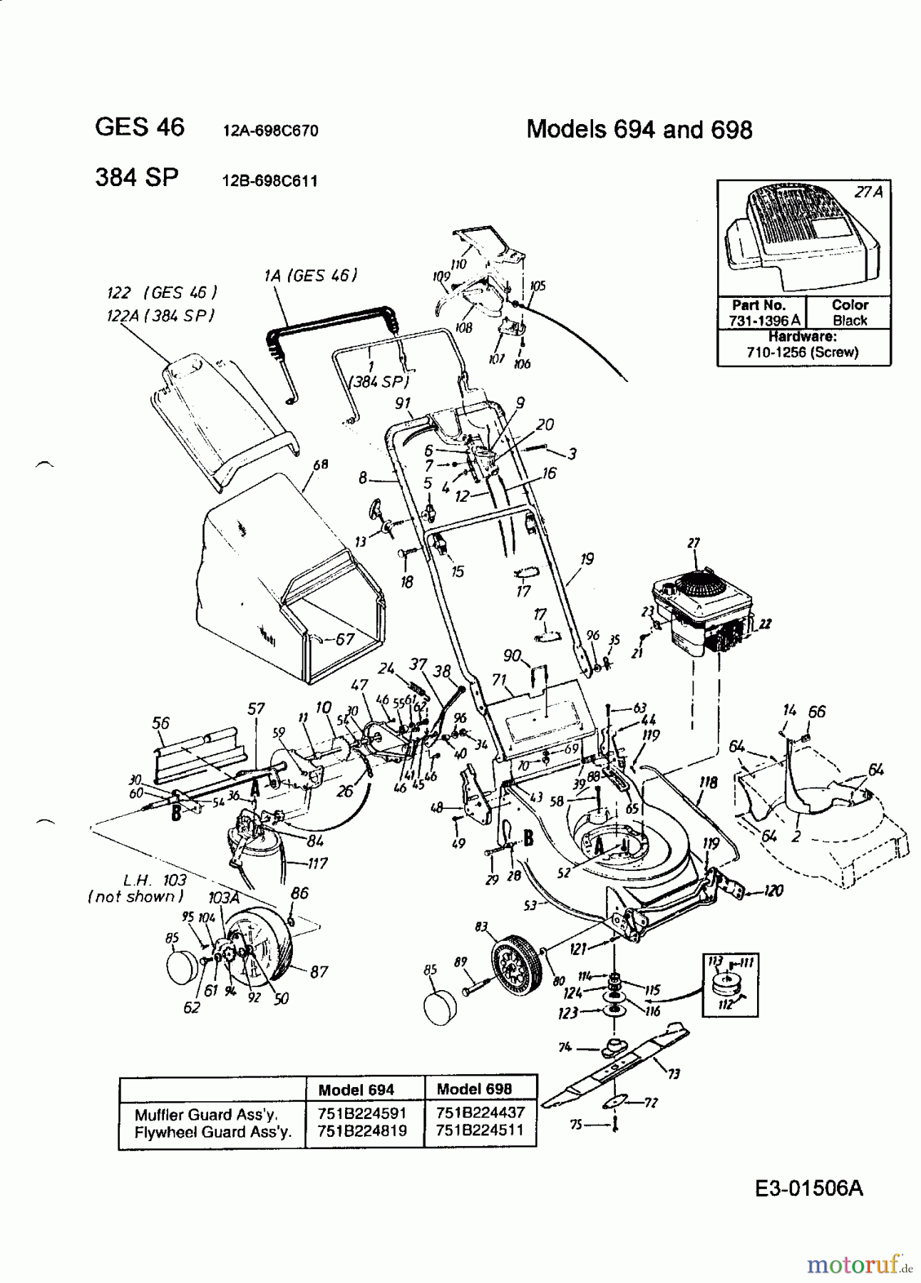 Lawnflite Motormäher mit Antrieb 384 SP 12B-698C611 (2000) Grundgerät