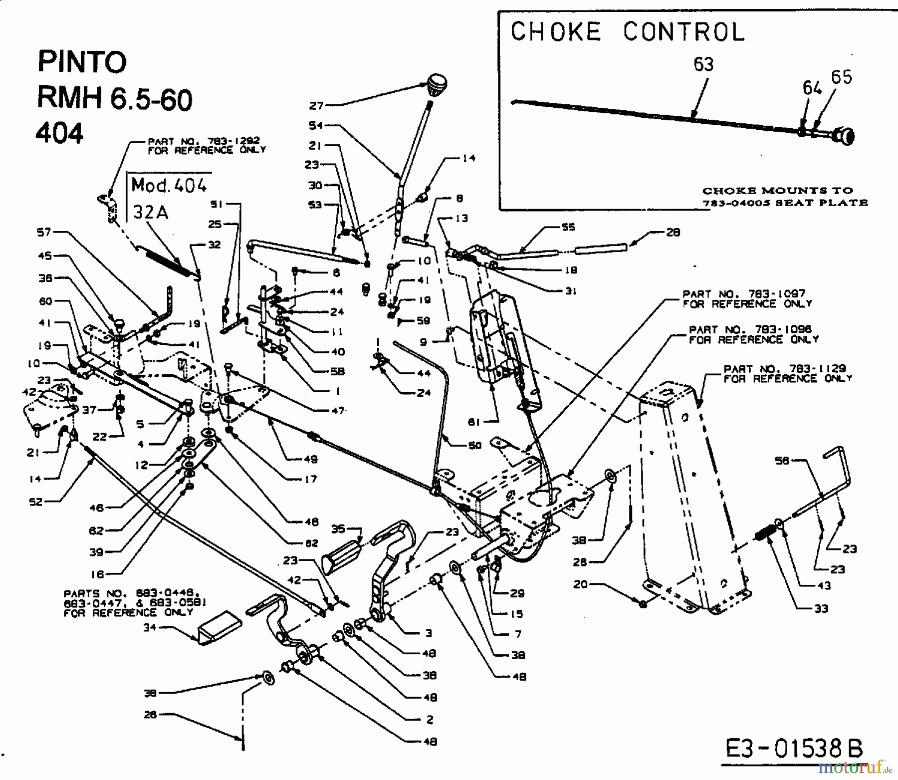 MTD Rasentraktoren Pinto 13B6064-600 (2002) Chokezug, Pedale