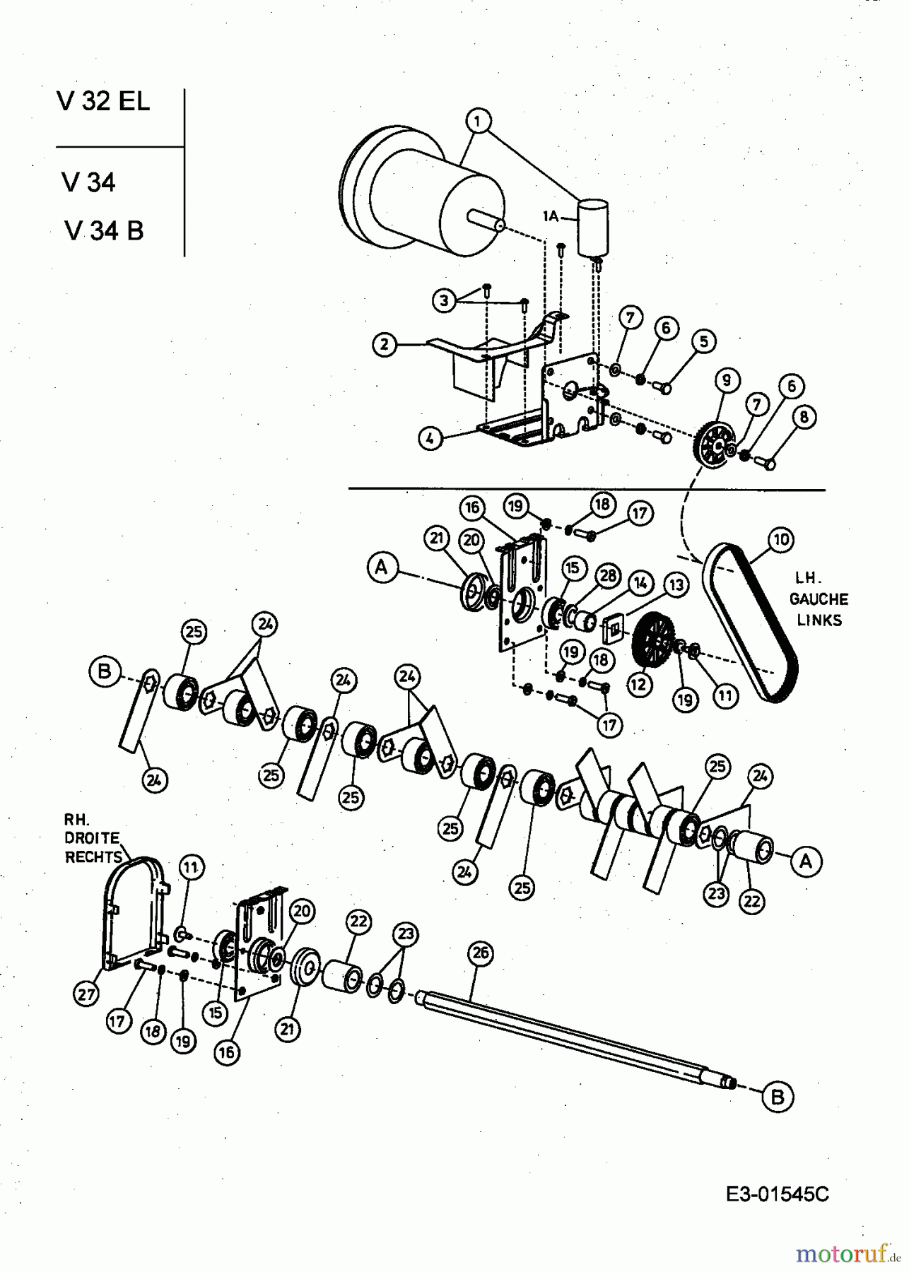 MTD Elektrovertikutierer VERTIPLUS 34 16AE31DA678 (2004) Elektromotor, Messerwalze