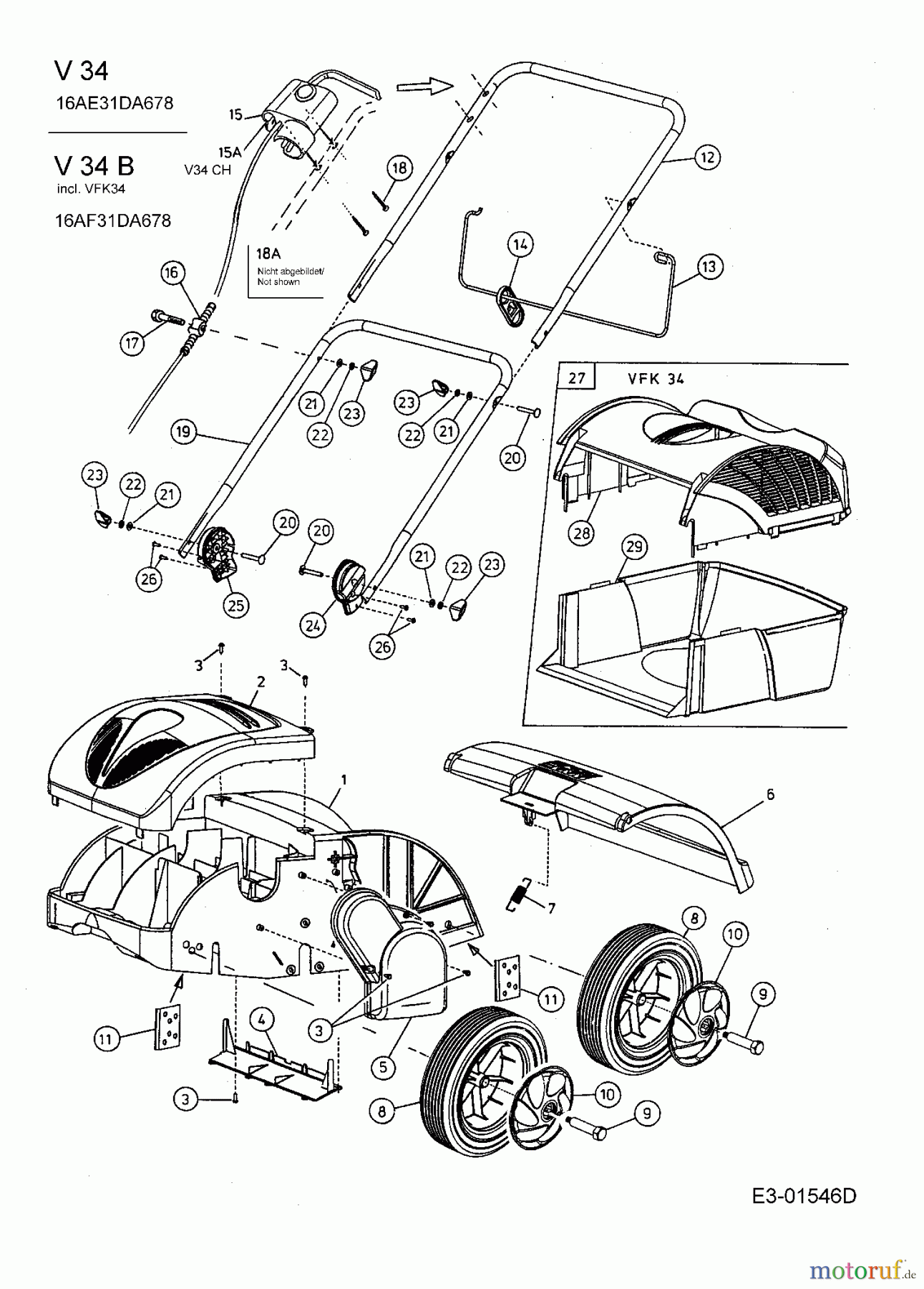 MTD Elektrovertikutierer VERTIPLUS 34 16AE31DA678 (2004) Grundgerät