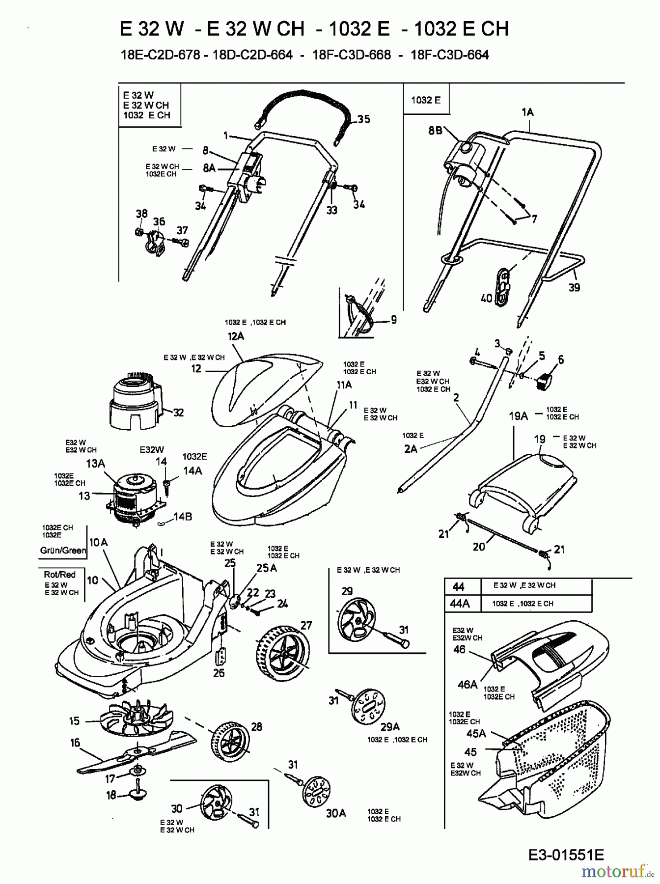 MTD Elektromäher E 32 W 18D-C2D-664 (2005) Grundgerät