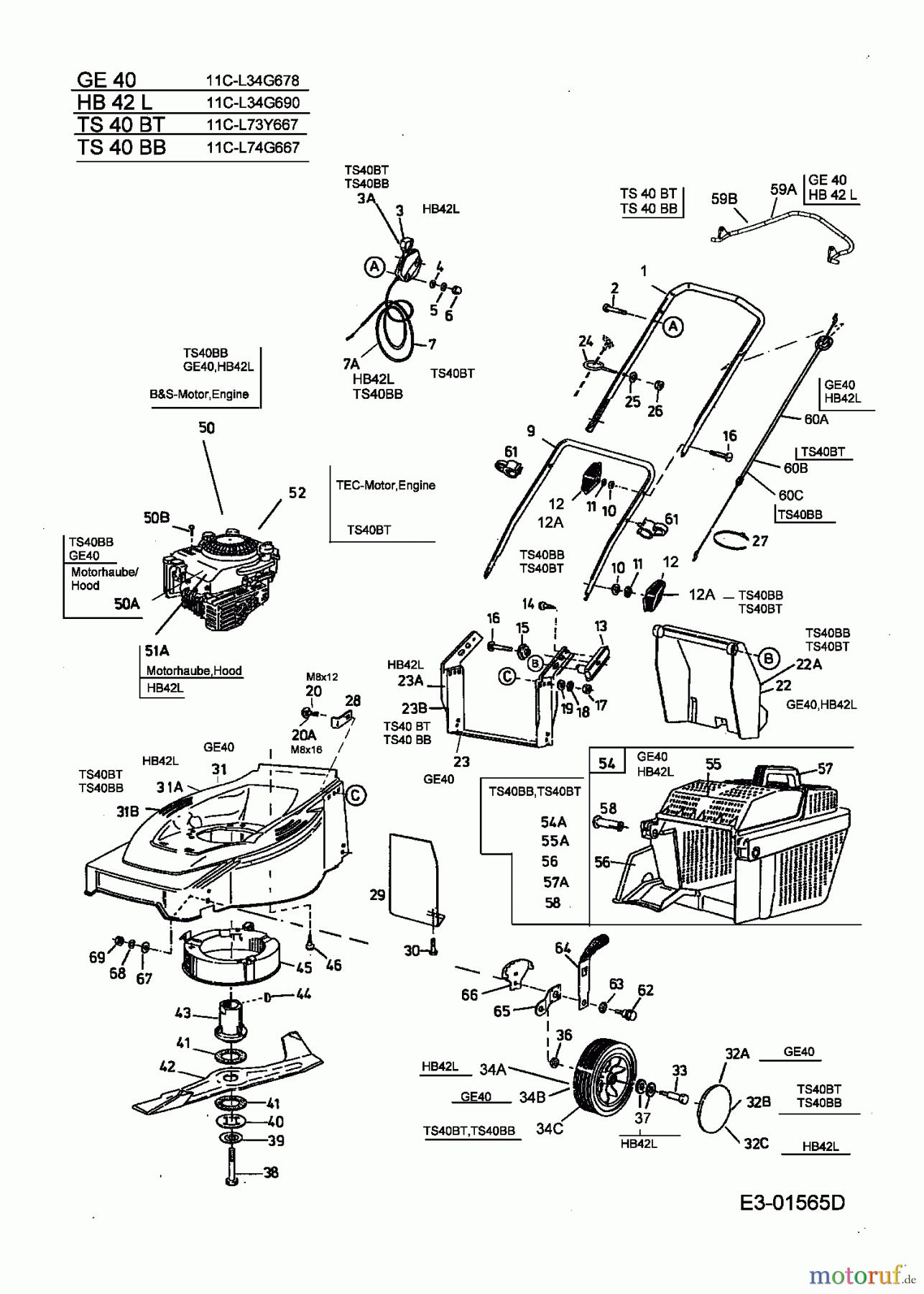 MTD Motormäher GE 40 11C-L34G678 (2004) Grundgerät