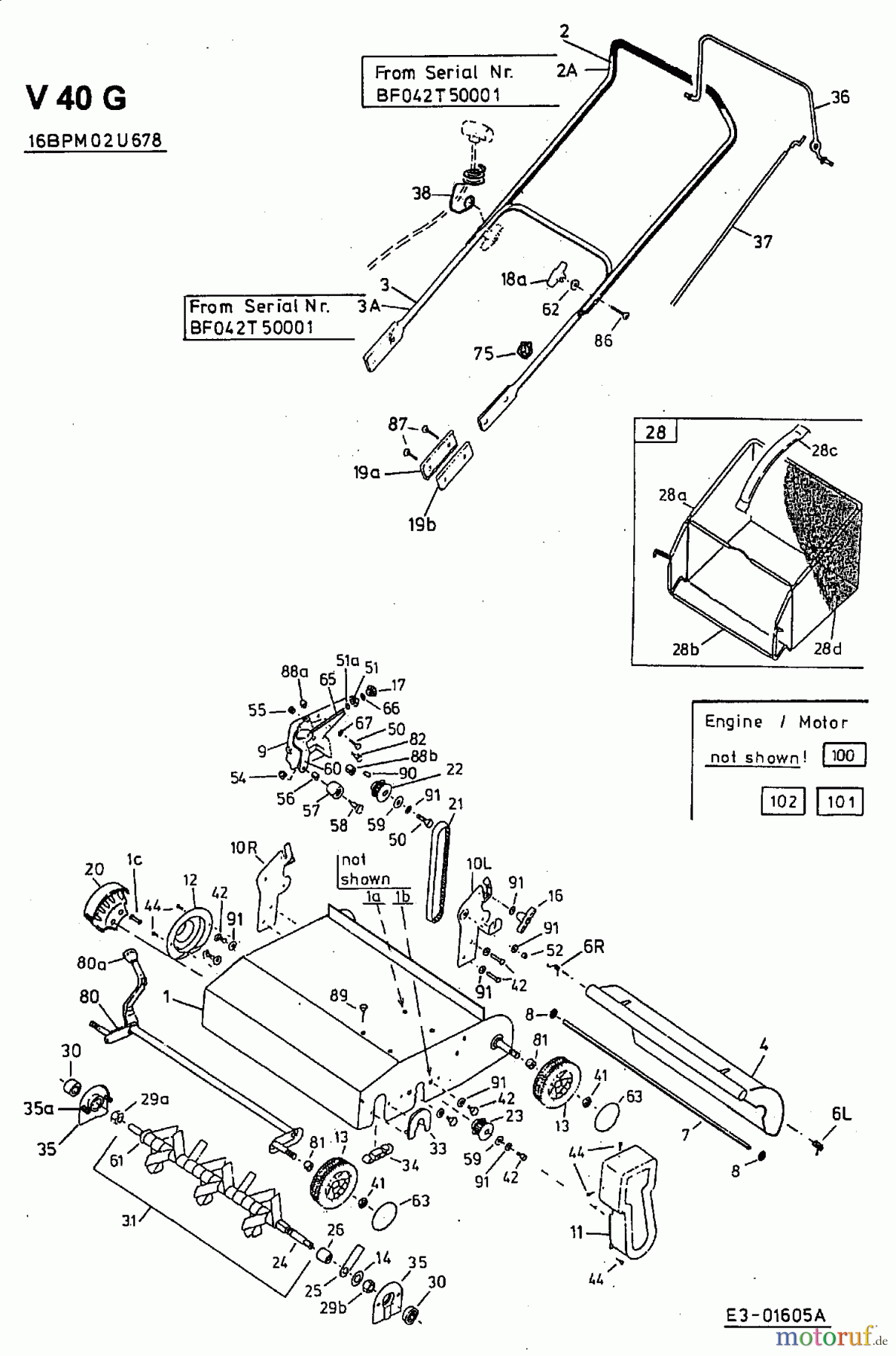 MTD Motorvertikutierer V 40 G 16BPM02U678 (2002) Grundgerät
