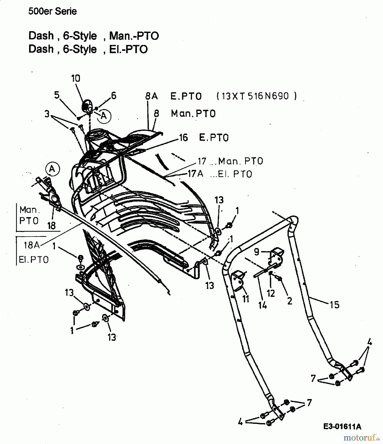 Lawnflite Rasentraktoren 807 13BA509G611 (2003) Armaturenbrett