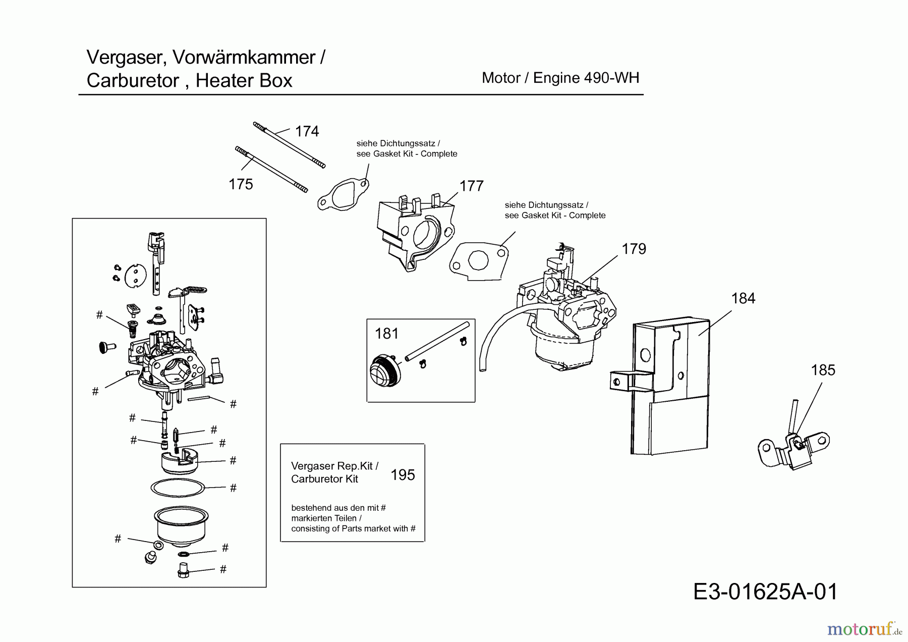 MTD-Motoren MTD horizontal 490-WH 752Z490-WH (2013) Vergaser, Vorwärmkammer