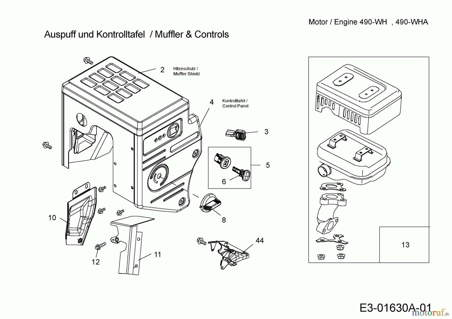  MTD-Motoren MTD horizontal 490-WH 752Z490-WH  (2013) Auspuff