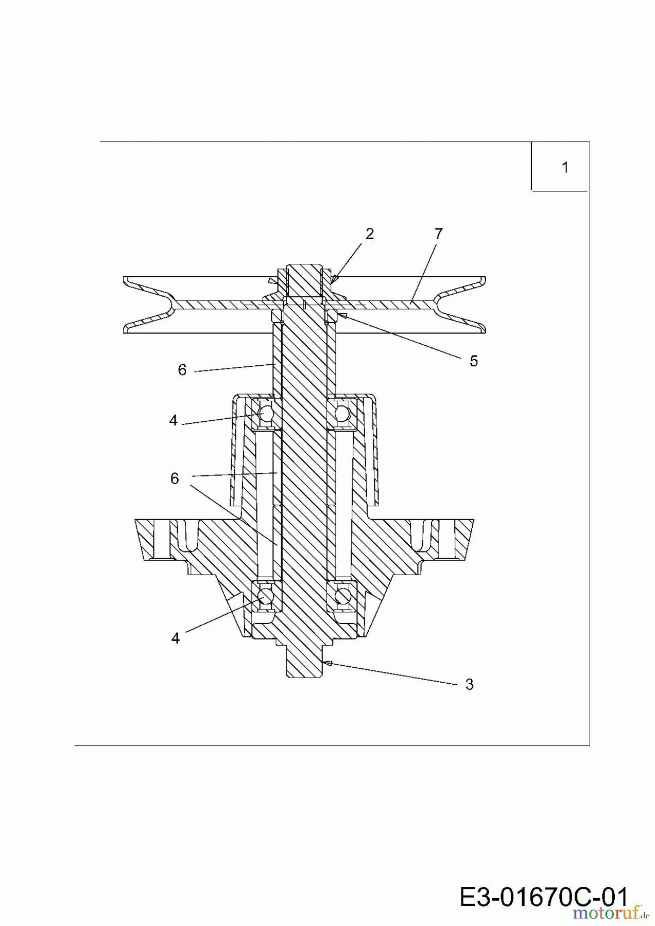 Wolf-Garten Rasentraktoren Select 105.155 T 13RM77RN650 (2012) Messerspindel 618-0609C