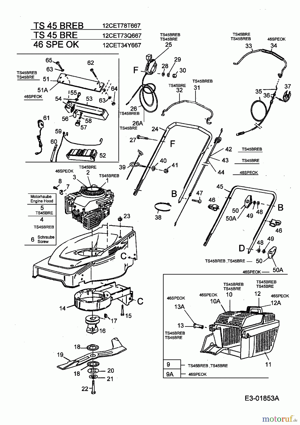  Turbo Silent Motormäher mit Antrieb TS 45 BRE-T 12CET73Q667  (2003) Grundgerät