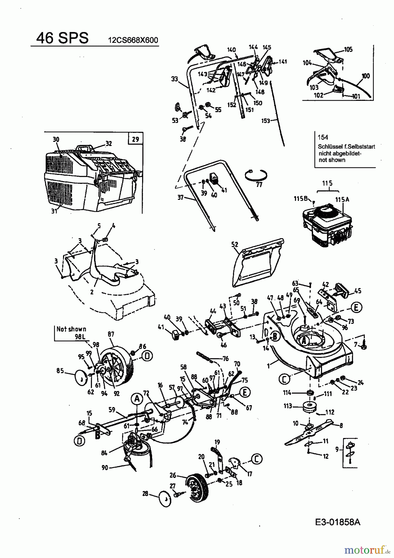 MTD Motormäher mit Antrieb 46 SPS 12CS668X600 (2003) Grundgerät