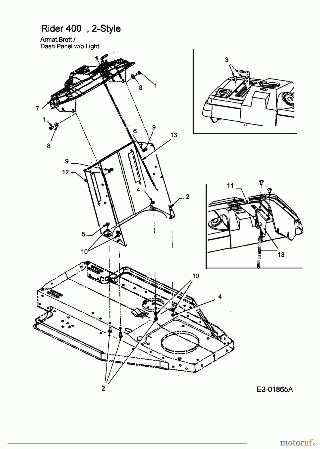  MTD Rasentraktoren RH 155/92 T 13A3452E600  (2003) Armaturenbrett