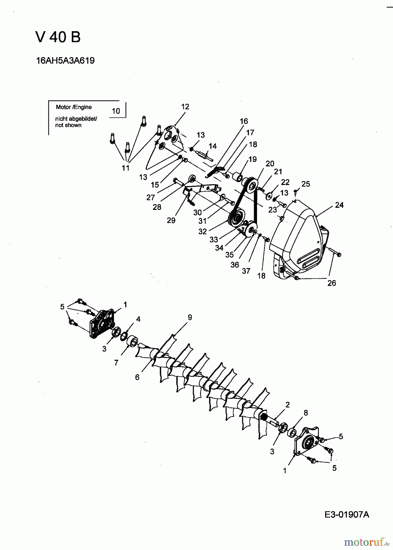  Fleurelle Motorvertikutierer V 40 B 16AH5A3A619  (2004) Keilriemen, Messerwalze, Motor