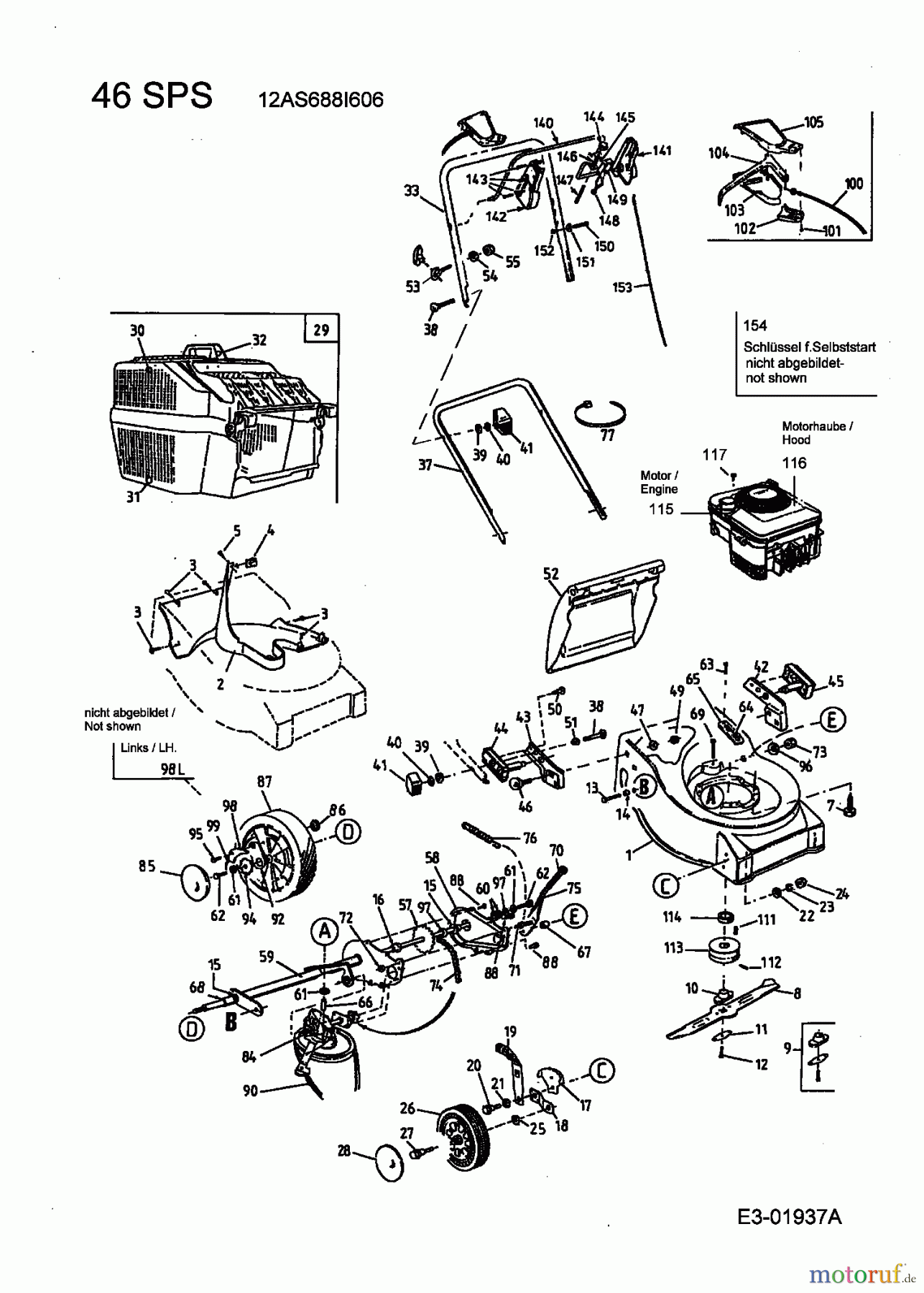 MTD Motormäher mit Antrieb 46 SPS 12AS688I606 (2004) Grundgerät