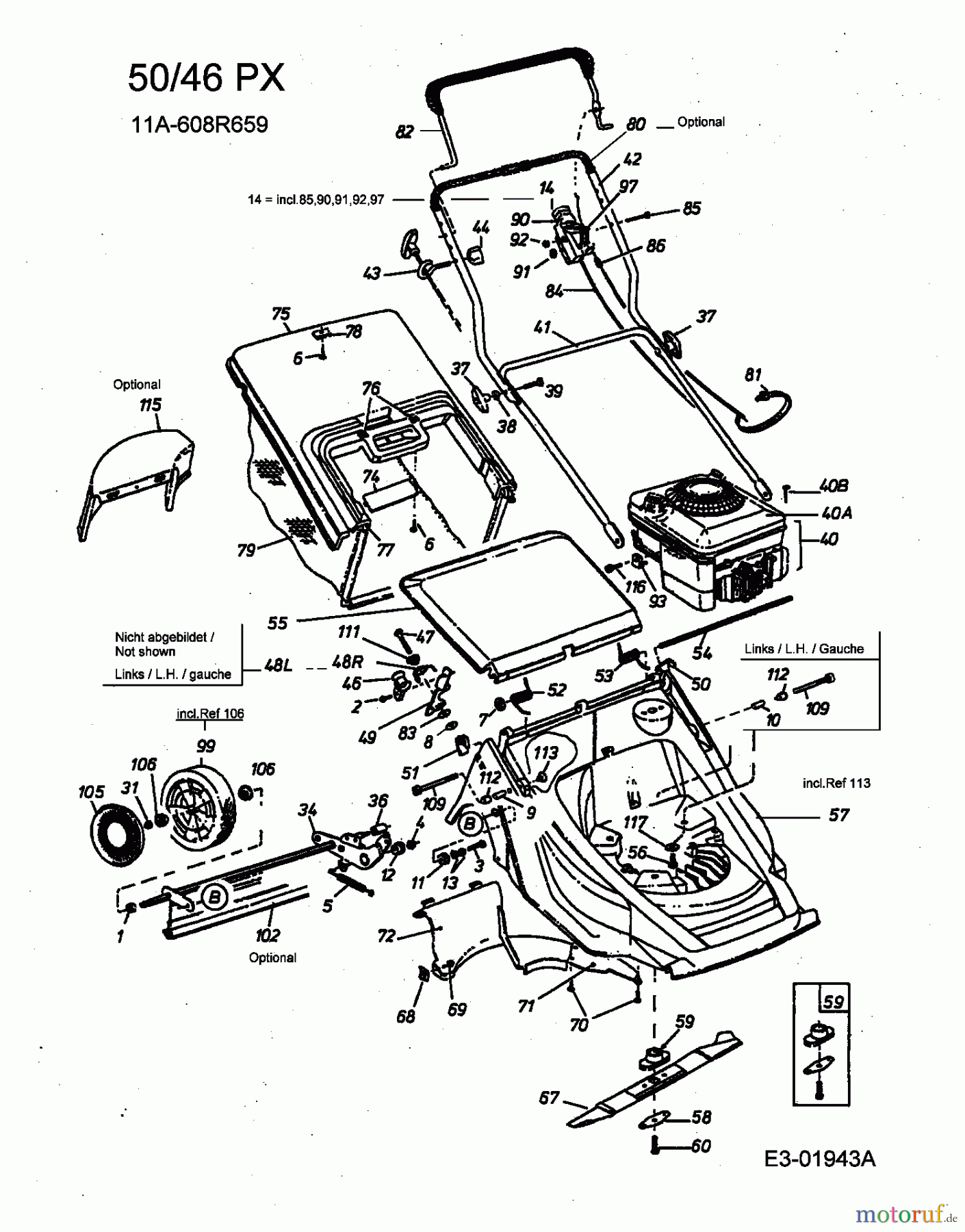 New Eurostar Motormäher 50-46 PX 11A-608R659 (2004) Grundgerät
