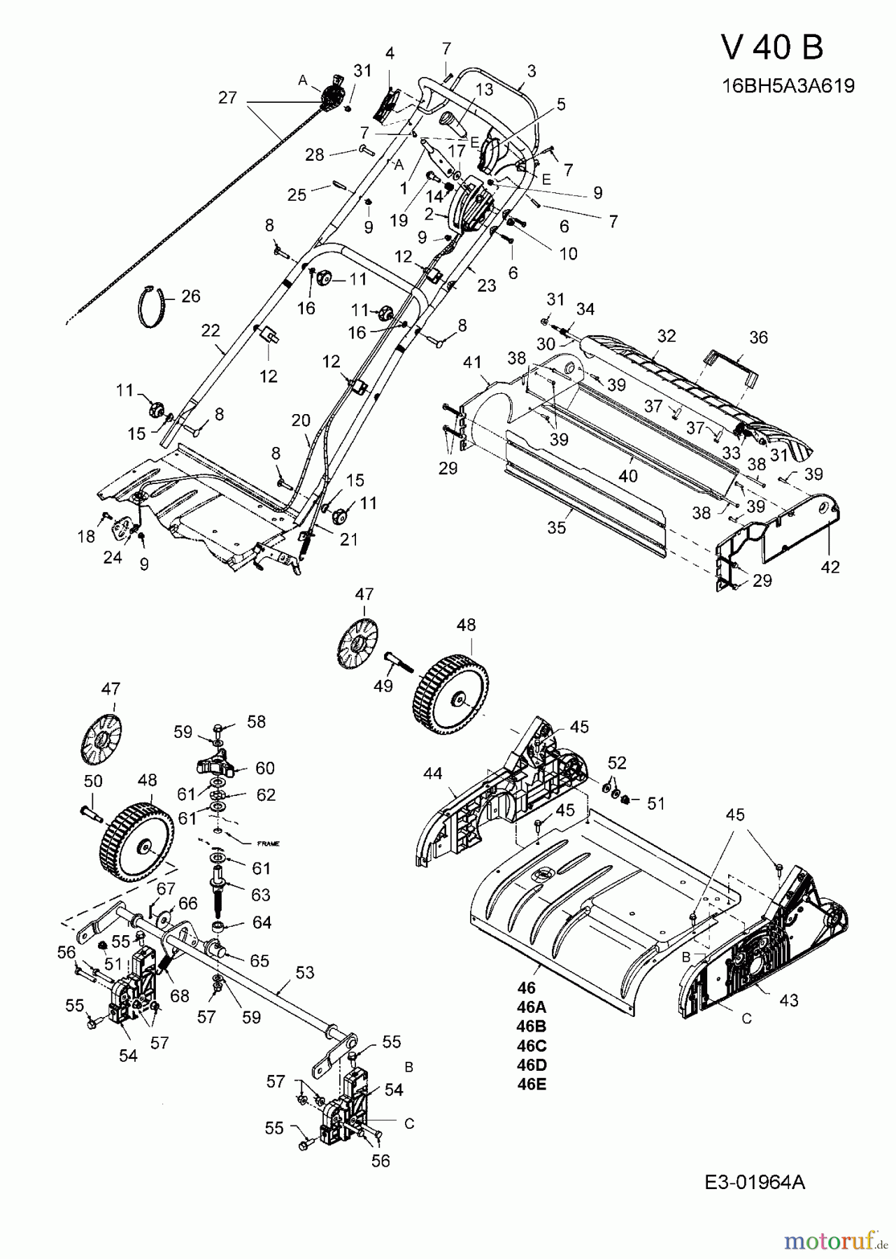 Fleurelle Motorvertikutierer V 40 B 16BH5A3A619  (2005) Holm, Höhenverstellung, Räder