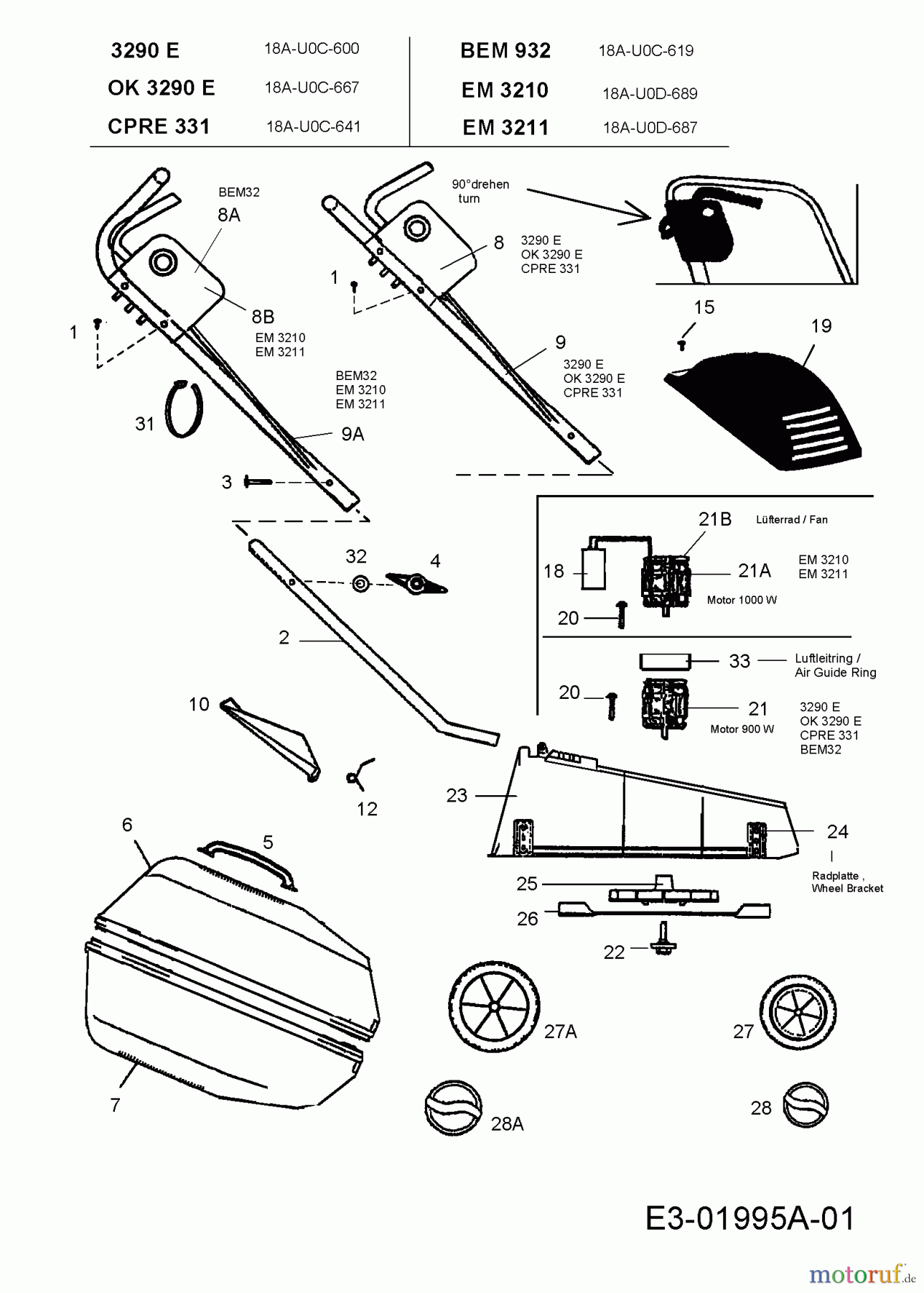 Budget Elektromäher BEM 932 18A-U0C-619  (2005) Grundgerät
