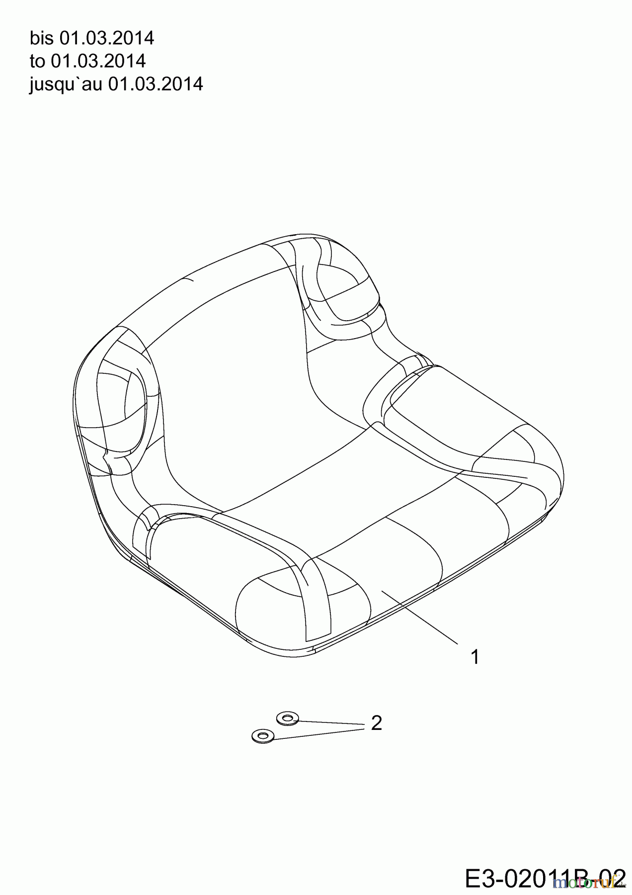 MTD Rasentraktoren Smart RF 125 13HH765F600 (2014) Sitz bis 01.03.2014