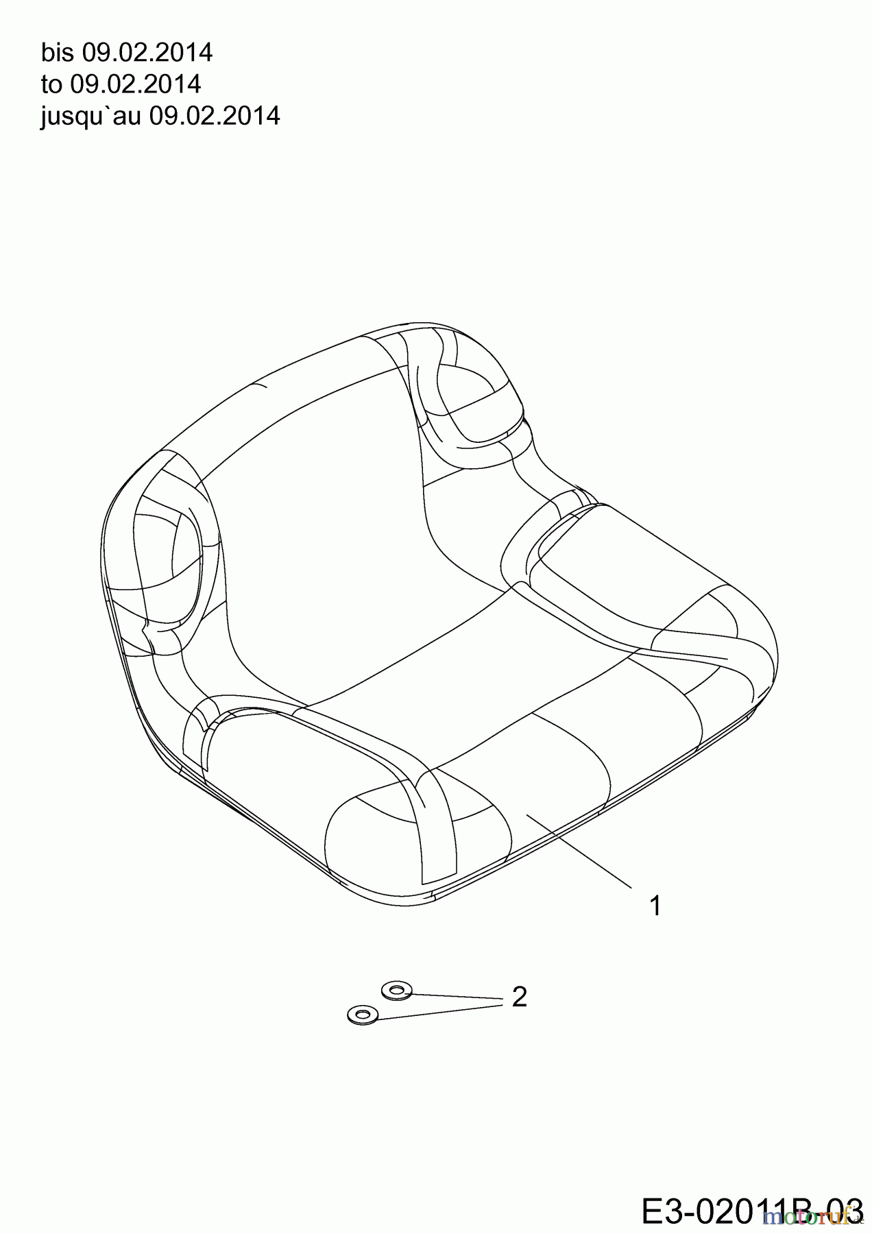  Mastercut Rasentraktoren Mastercut 92-155 bis 2016 13HM771E659  (2014) Sitz bis 09.02.2014