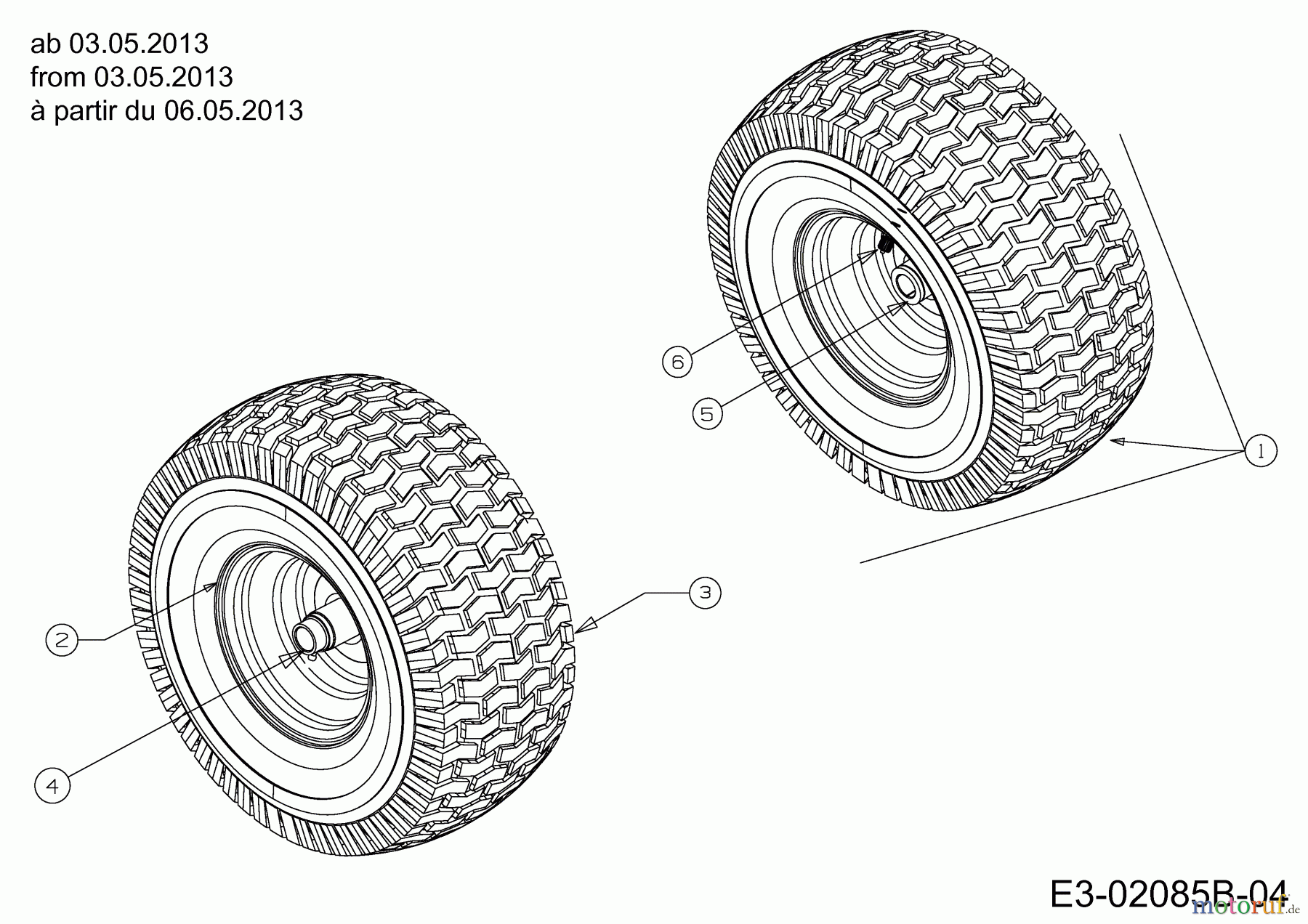 Rasor Rasentraktoren 130/92 T 13AH775E618 (2013) Räder vorne 15x6 ab 03.05.2013