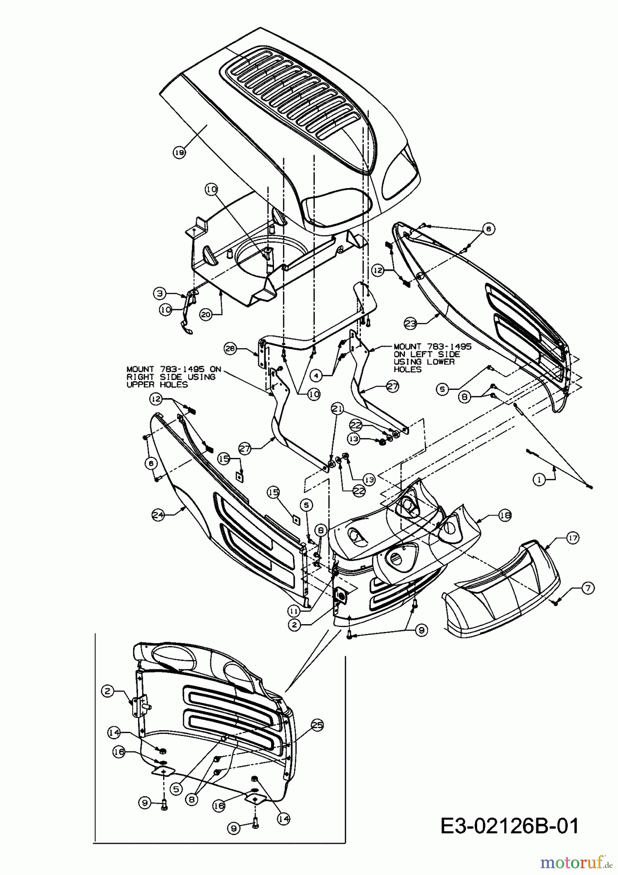 Sandrigarden Rasentraktoren TRP 76/11.5 13DH477A669 (2008) Motorhaube 7-Style