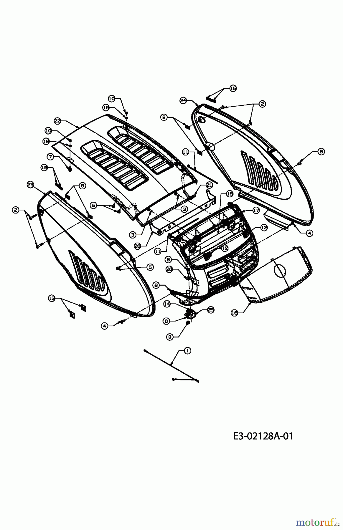 Lawnflite Rasentraktoren 604 13DA479C611  (2004) Motorhaube 9-Style